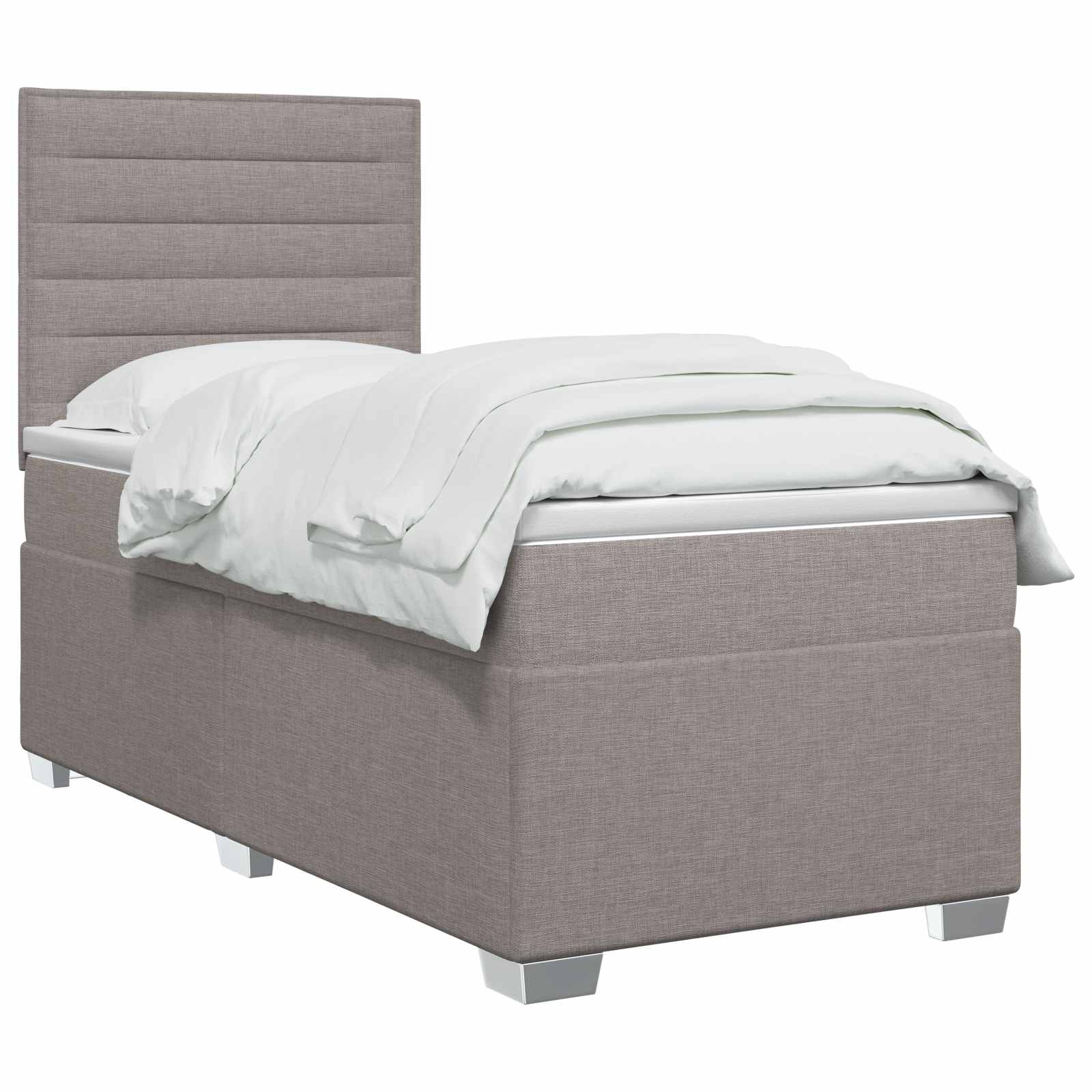 Boxspringbed met matras met hoofdeinde Taupe 90 x 190 cm Stof – afbeelding 2