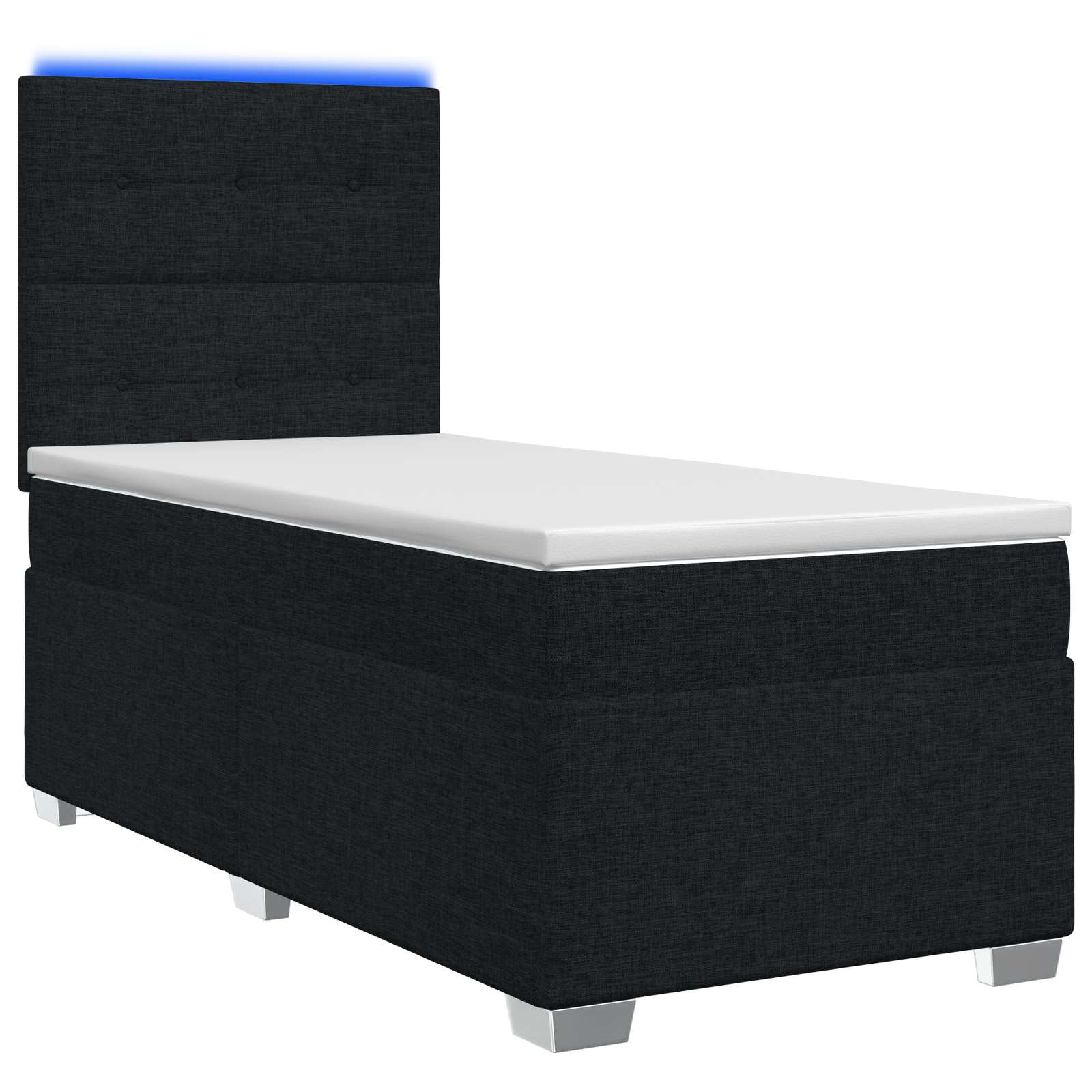 Boxspringbed met matras met hoofdeinde Zwart 90 x 190 cm Stof – afbeelding 1