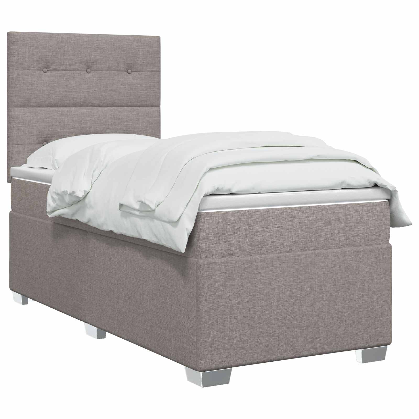 Boxspringbed met matras met hoofdeinde Taupe 100 x 200 cm Stof – afbeelding 2