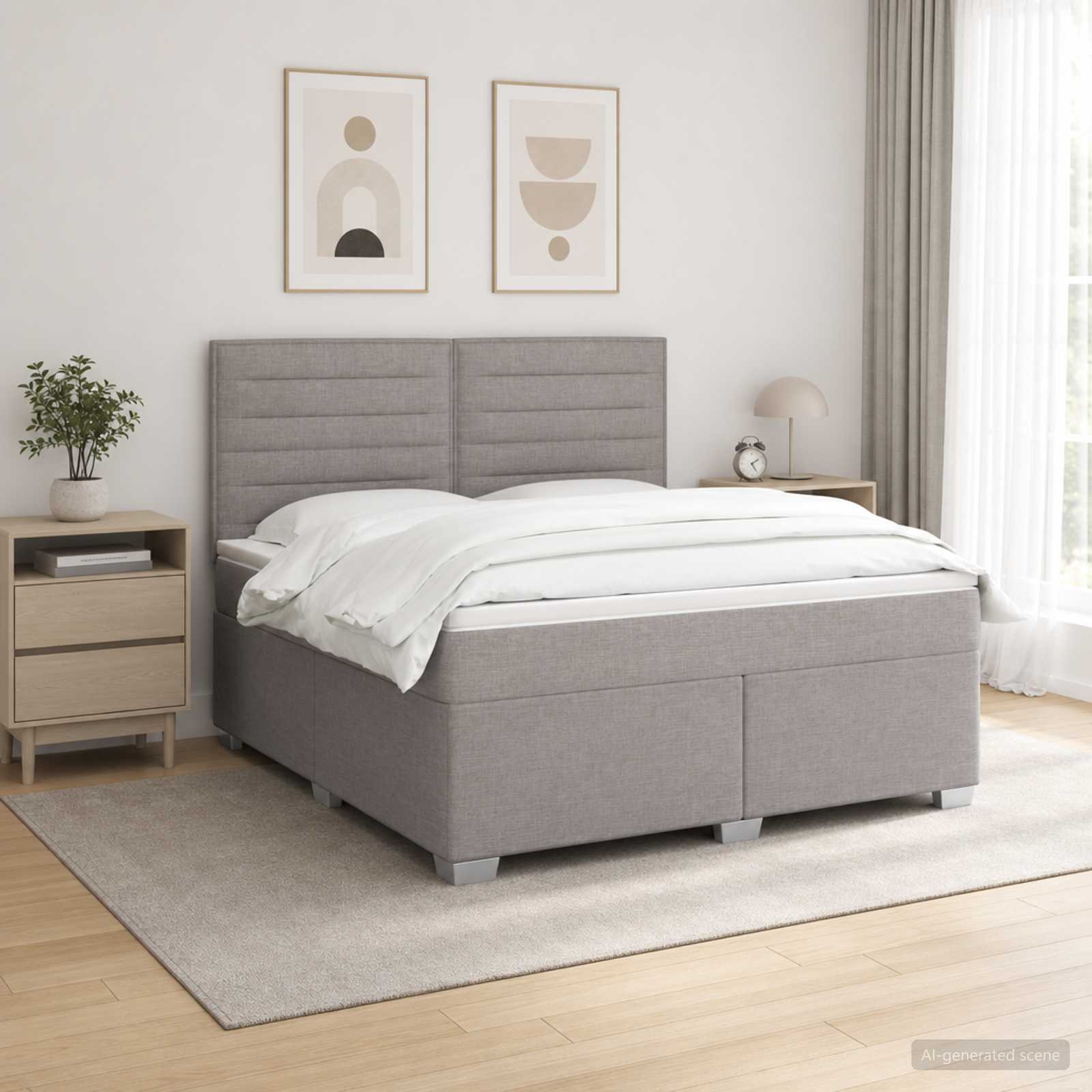 Boxspringbed met matras met hoofdeinde Taupe 140 x 190 cm Stof