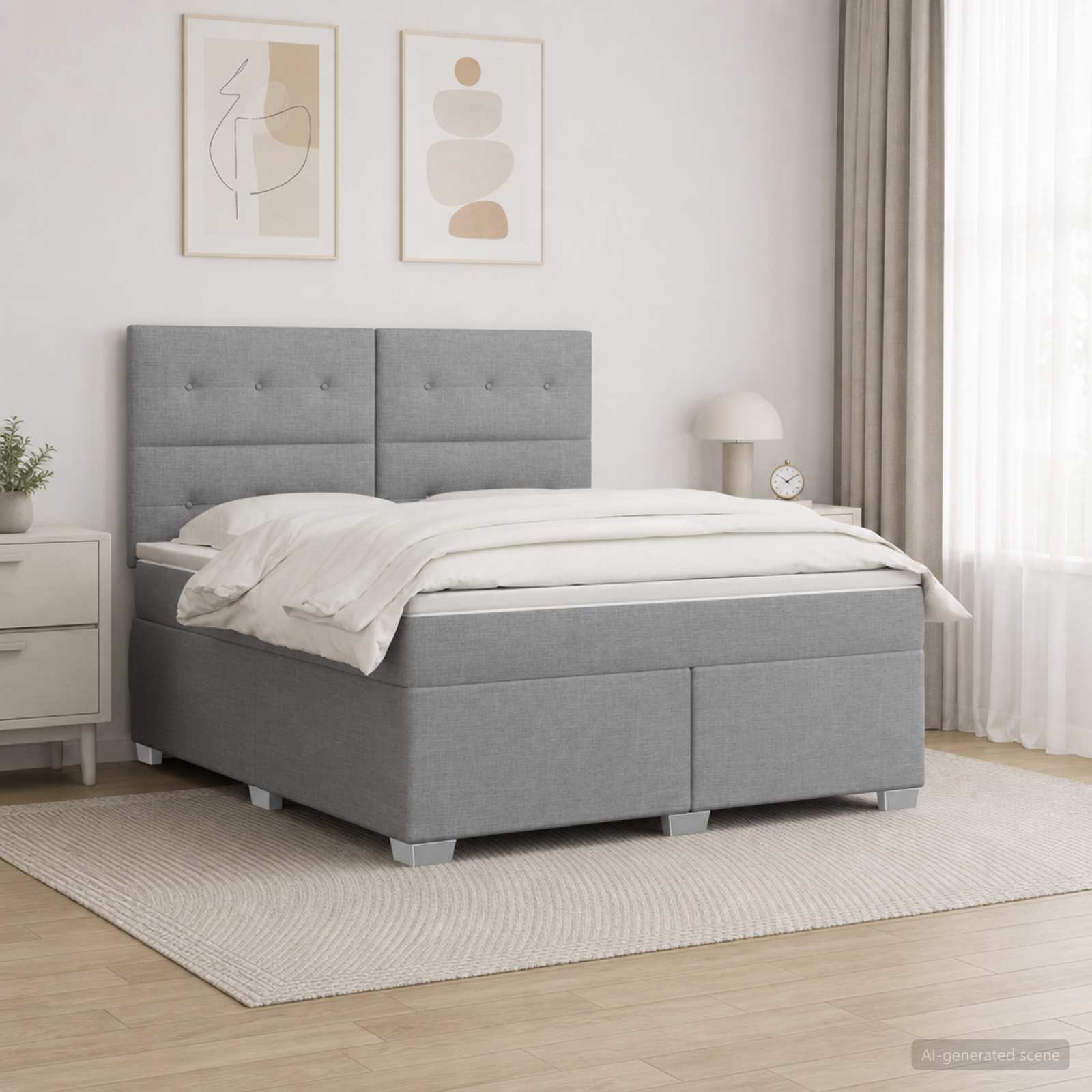 Boxspringbed met matras Lichtgrijs 180 x 200 cm Stof