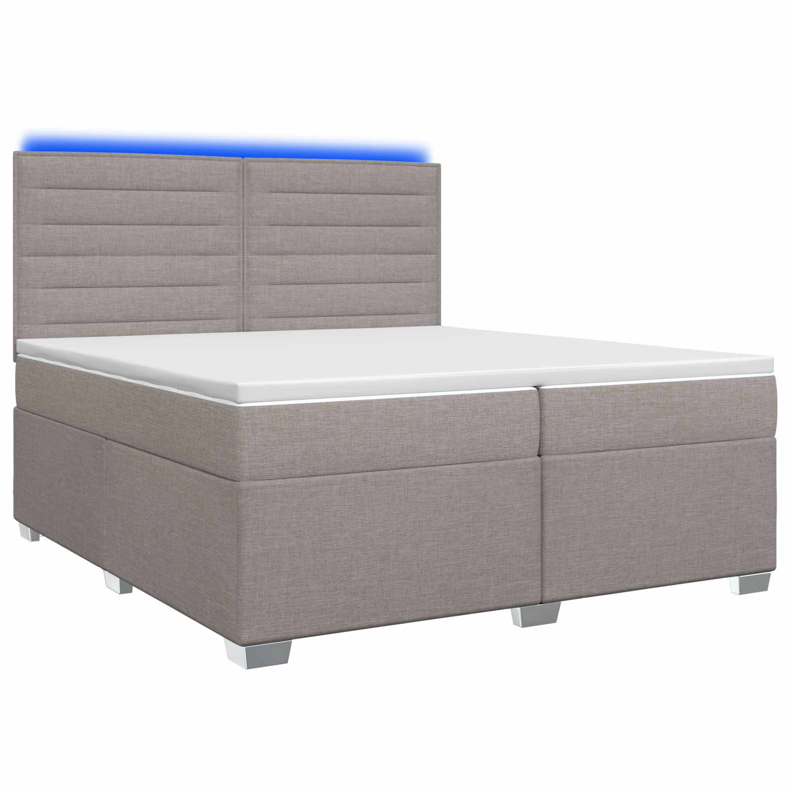 Boxspringbed met matras met hoofdeinde Taupe 200 x 200 cm Stof – afbeelding 2