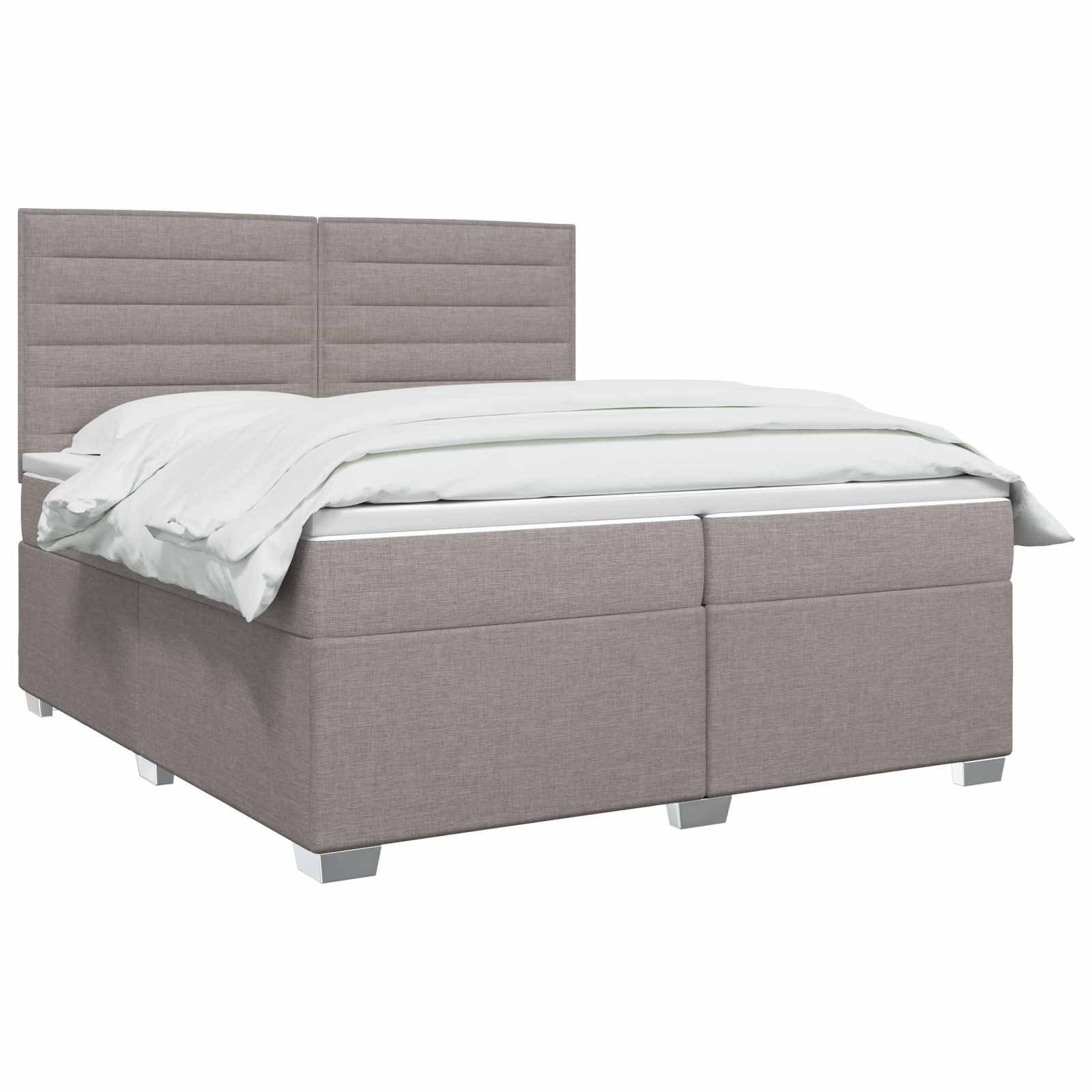 Boxspringbed met matras met hoofdeinde Taupe 200 x 200 cm Stof – afbeelding 3