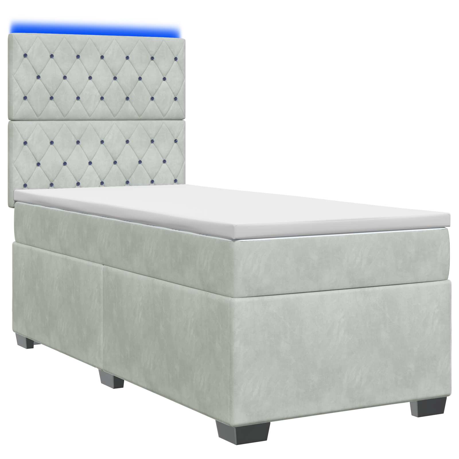 Boxspringbed met matras Lichtgrijs 100 x 200 cm Fluweel