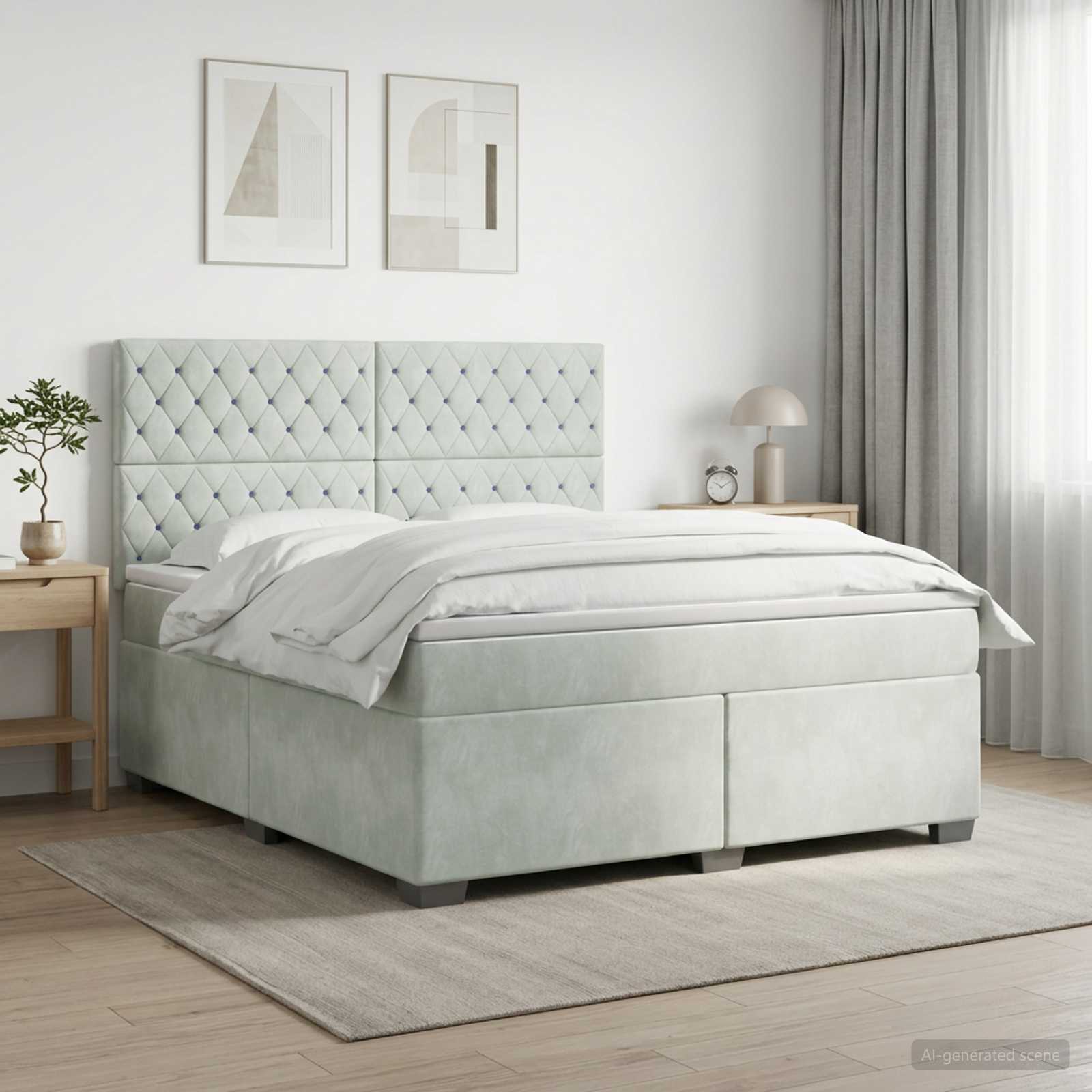 Boxspringbed met matras Lichtgrijs 140 x 190 cm Fluweel