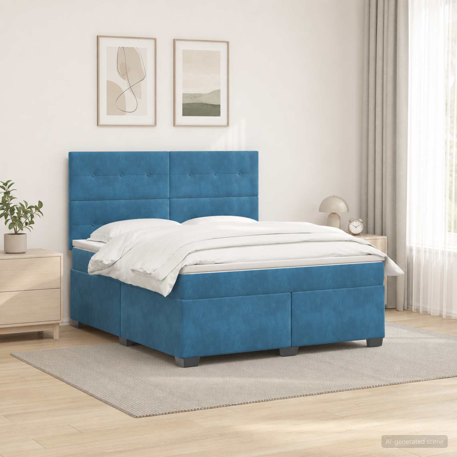 Boxspringbed met matras Blauw 140 x 190 cm Fluweel