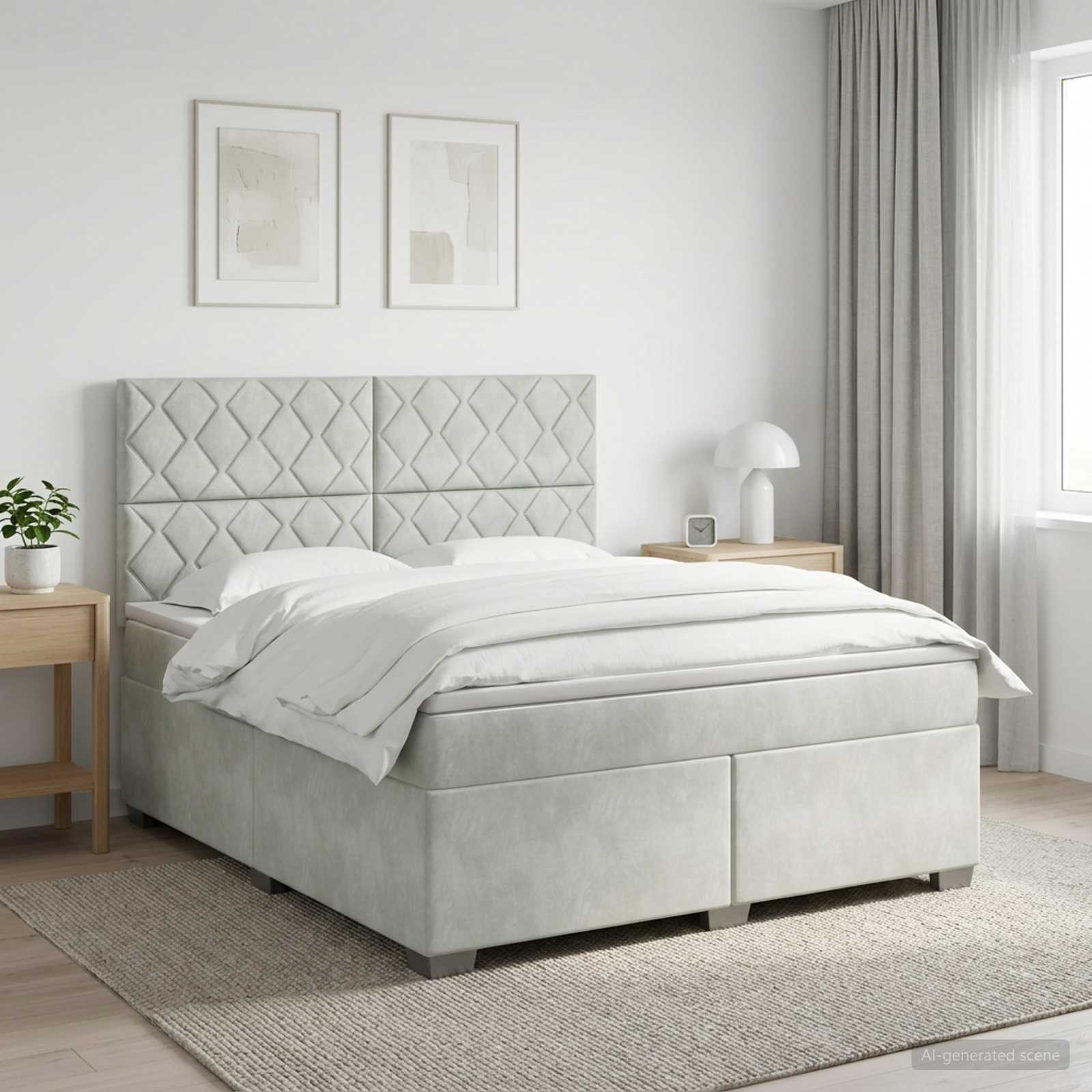 Boxspringbed met matras Lichtgrijs 140 x 190 cm Fluweel