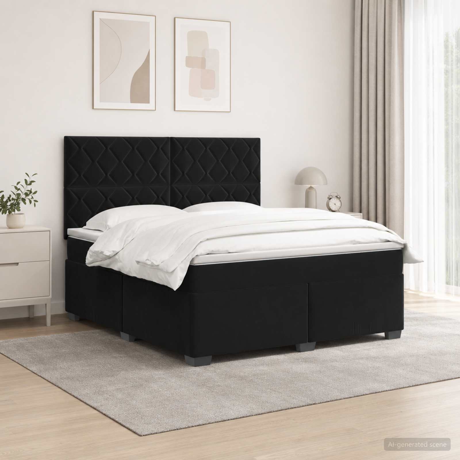 Boxspringbed met matras Zwart 140 x 190 cm Fluweel