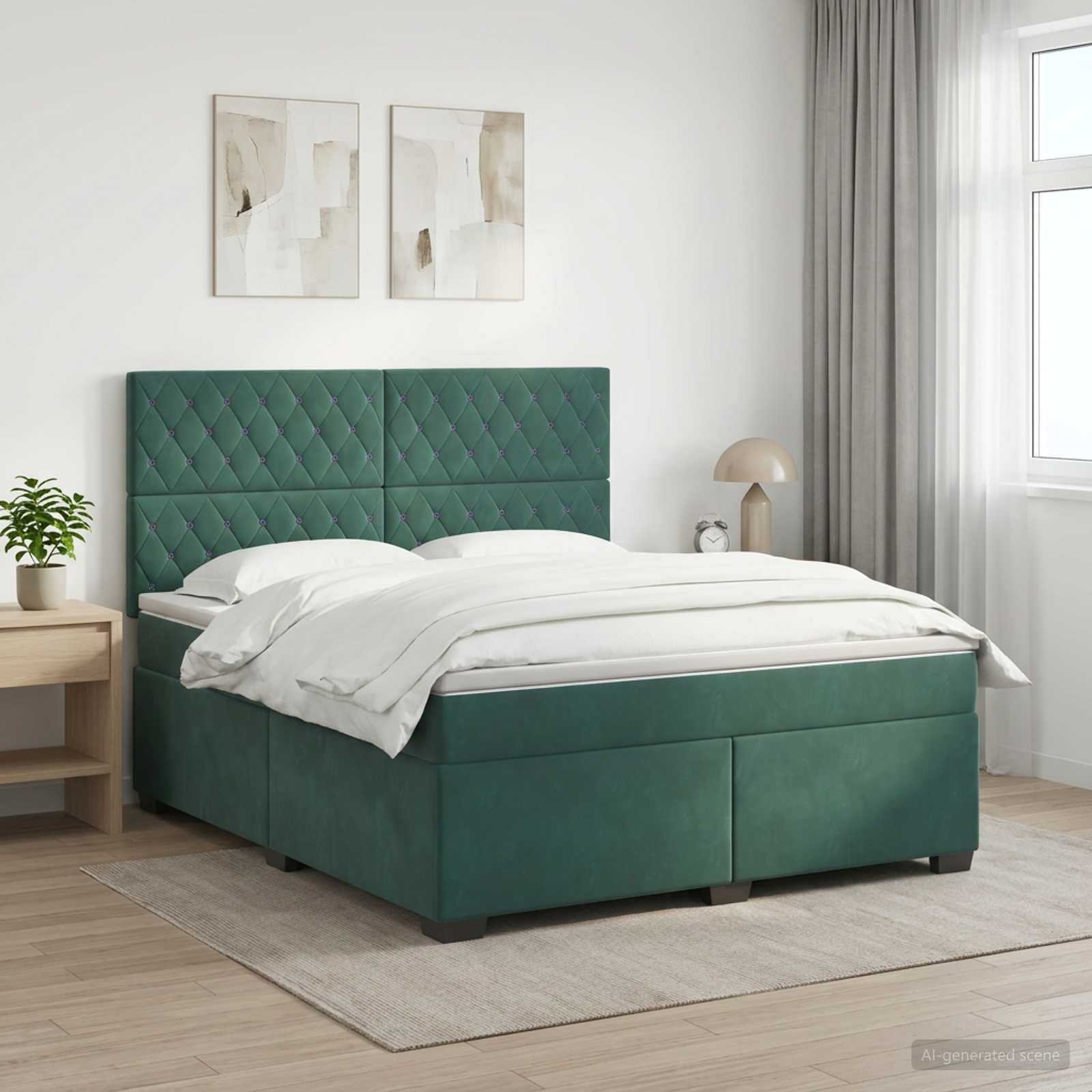 Boxspringbed met matras Donkergroen 140 x 200 cm Fluweel