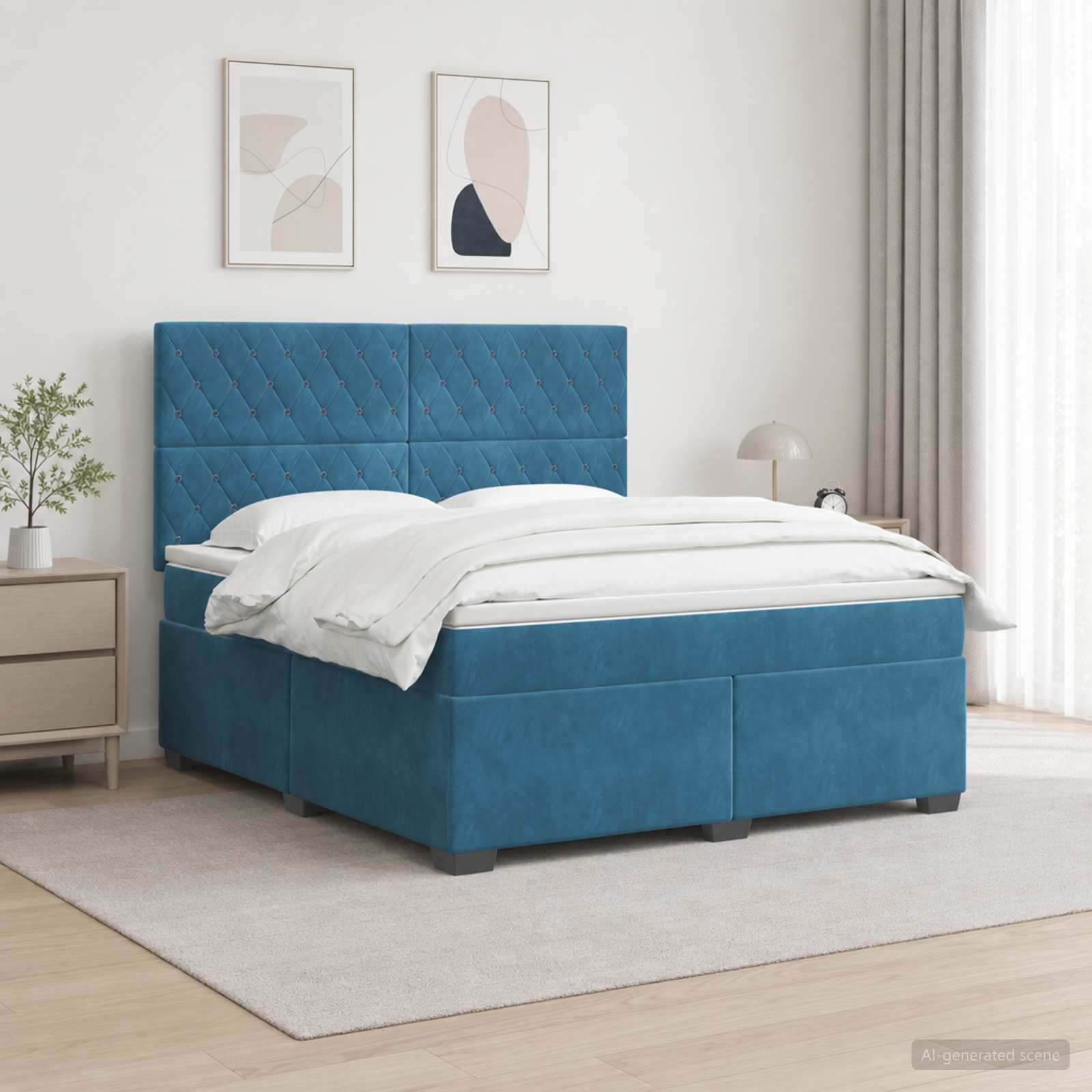 Boxspringbed met matras Blauw 140 x 200 cm Fluweel