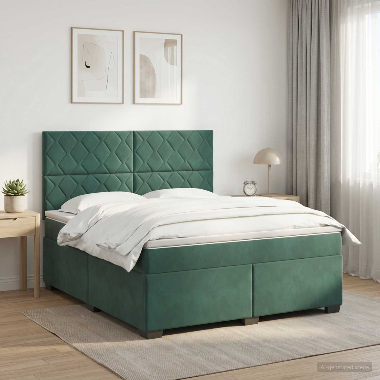 Boxspringbed met matras Donkergroen 140 x 200 cm Fluweel