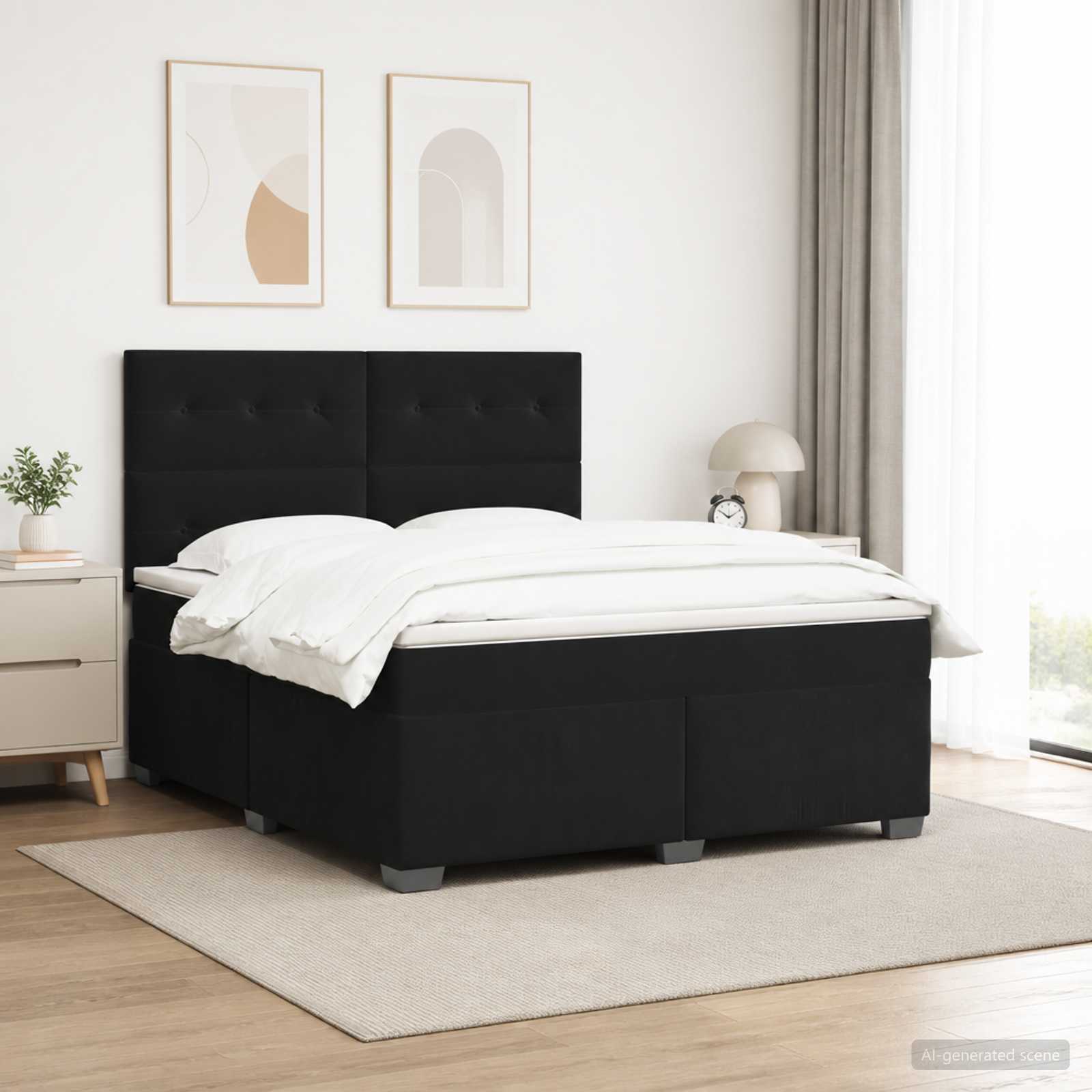 Boxspringbed met matras Zwart 160 x 200 cm Fluweel