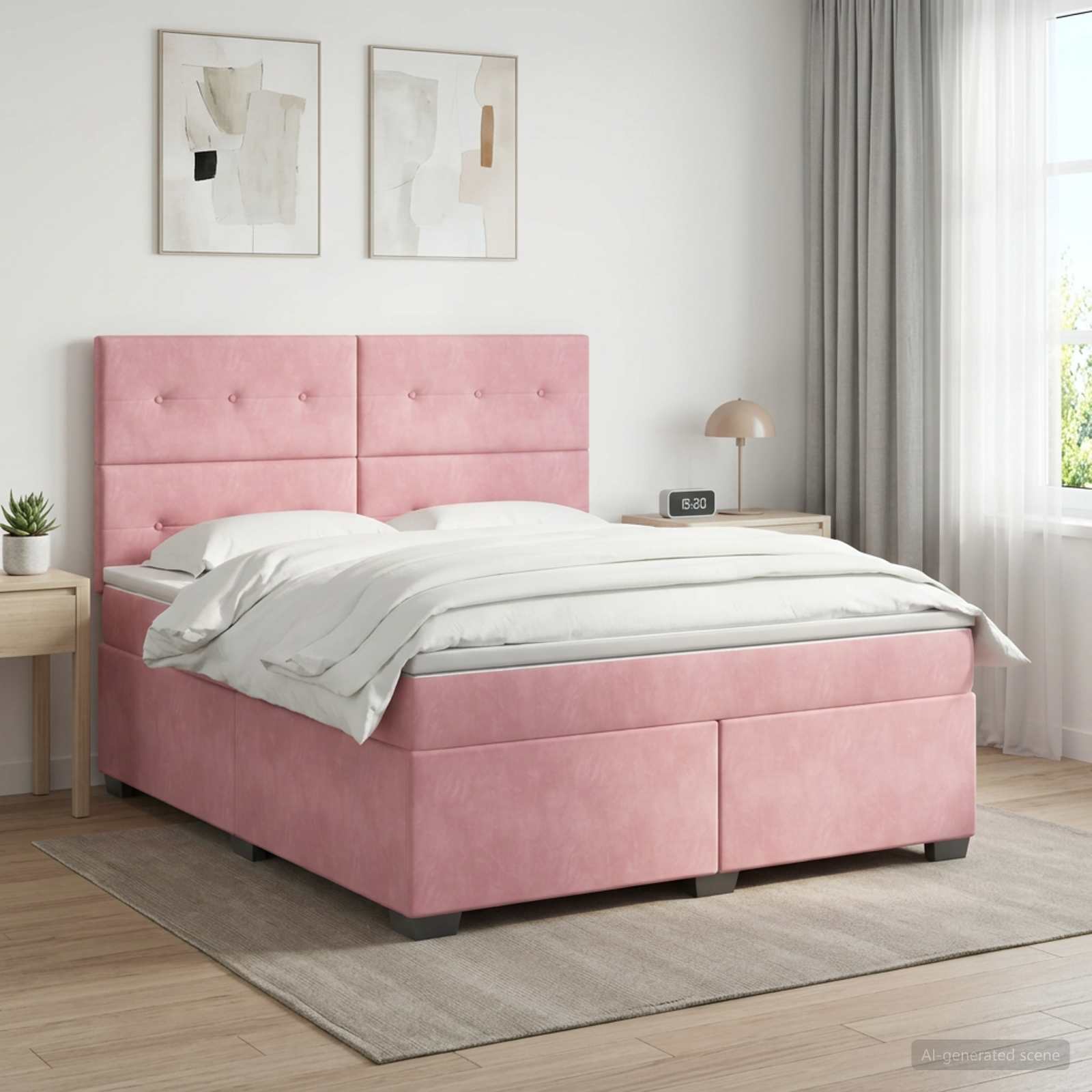 Boxspringbed met matras Roze 160 x 200 cm Fluweel