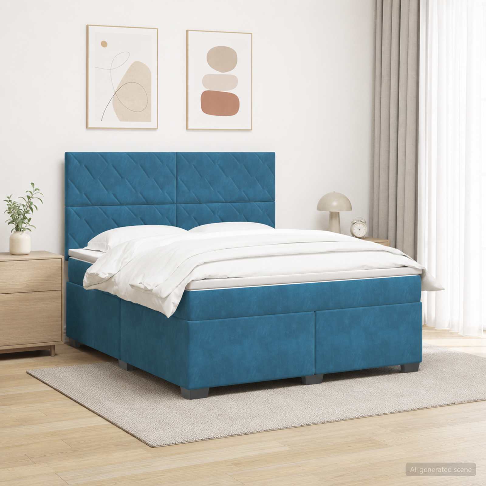 Boxspringbed met matras Blauw 180 x 200 cm Fluweel