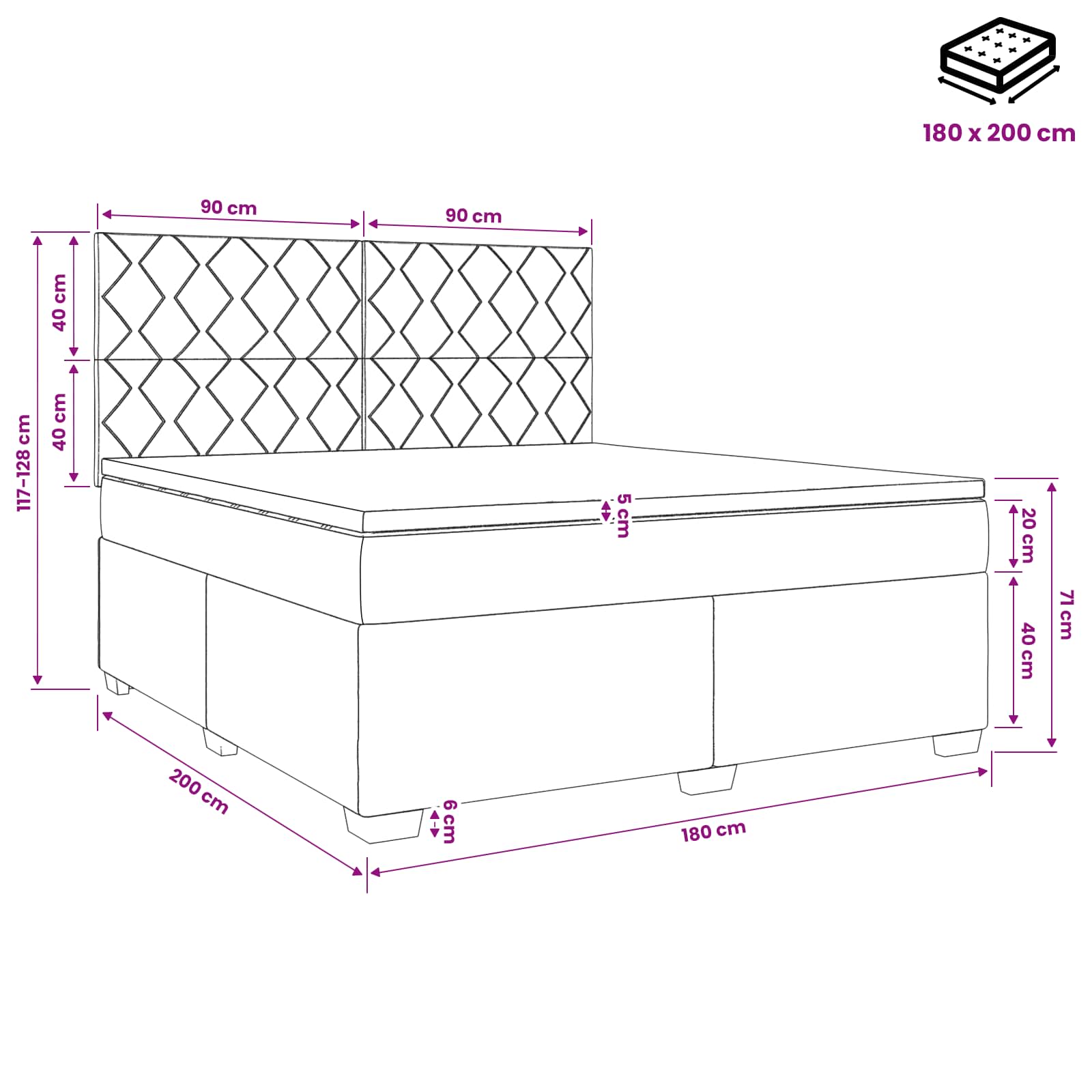 Boxspringbed met matras Blauw 180 x 200 cm Fluweel – afbeelding 12