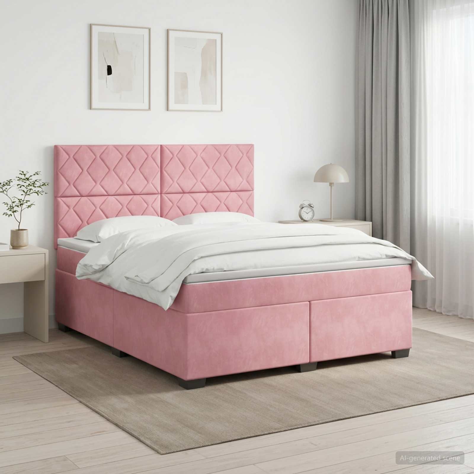 Boxspringbed met matras Roze 180 x 200 cm Fluweel