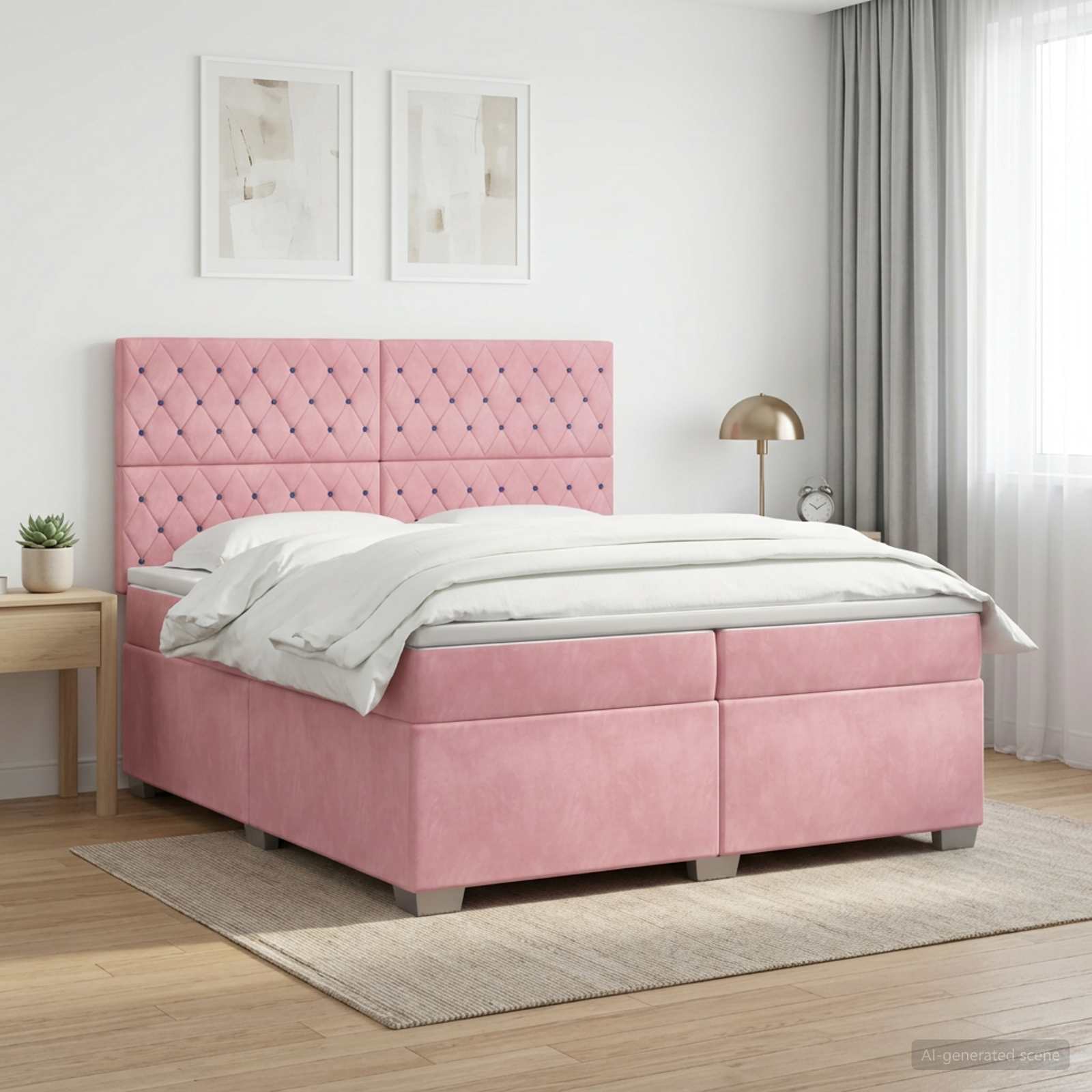 Boxspringbed met matras Roze 200 x 200 cm Fluweel
