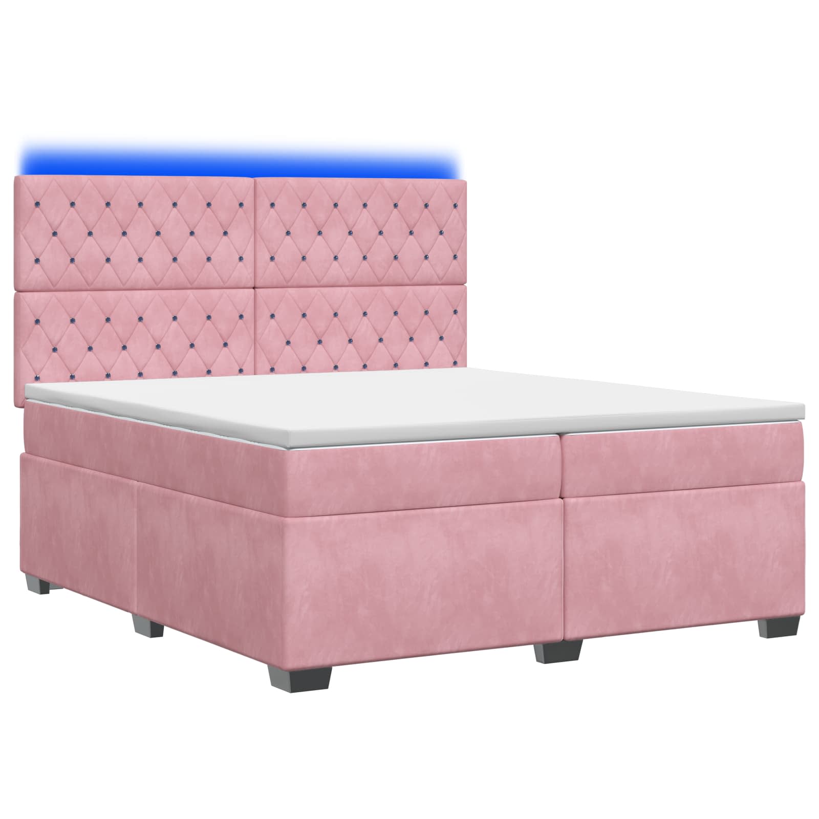 Boxspringbed met matras Roze 200 x 200 cm Fluweel – afbeelding 2
