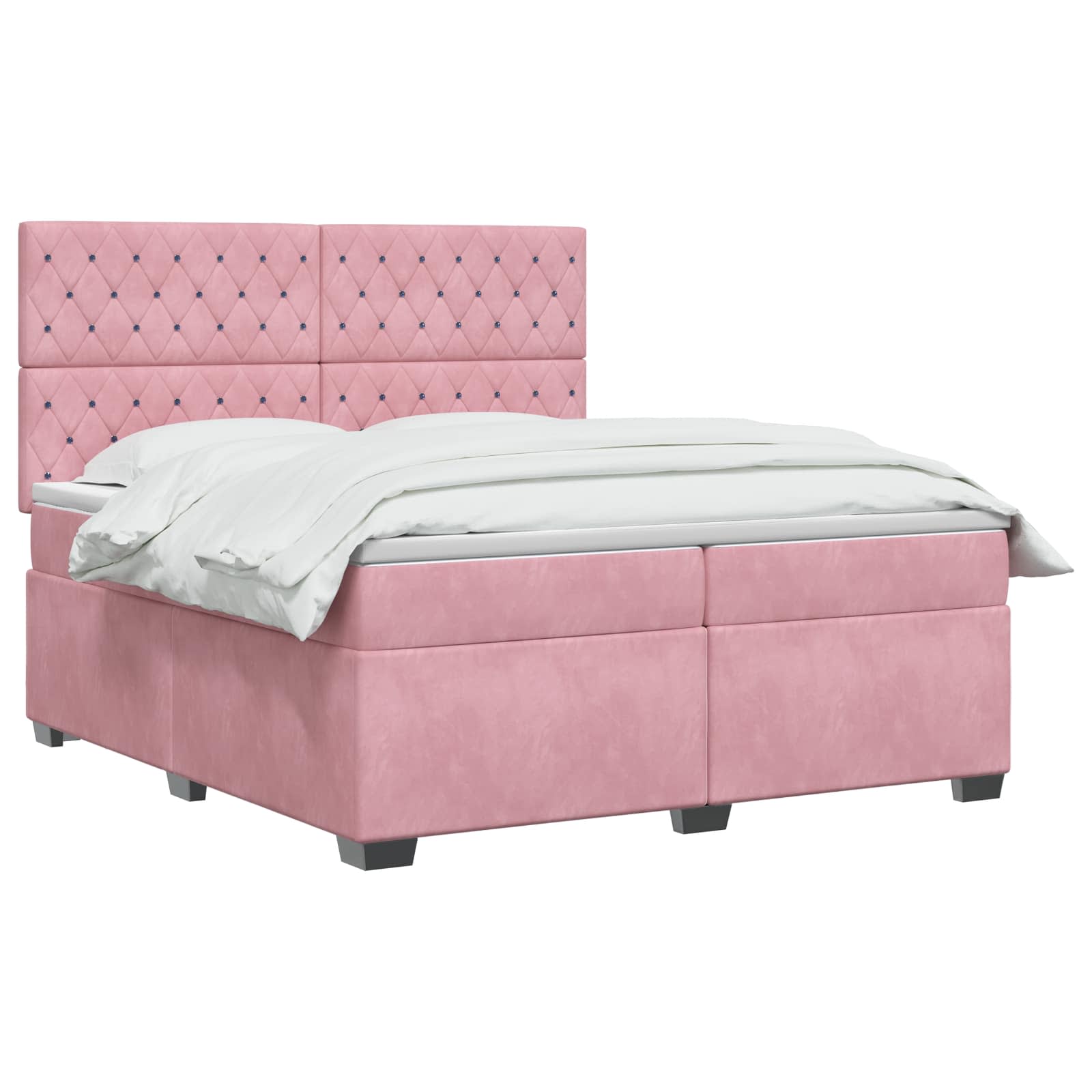 Boxspringbed met matras Roze 200 x 200 cm Fluweel – afbeelding 3