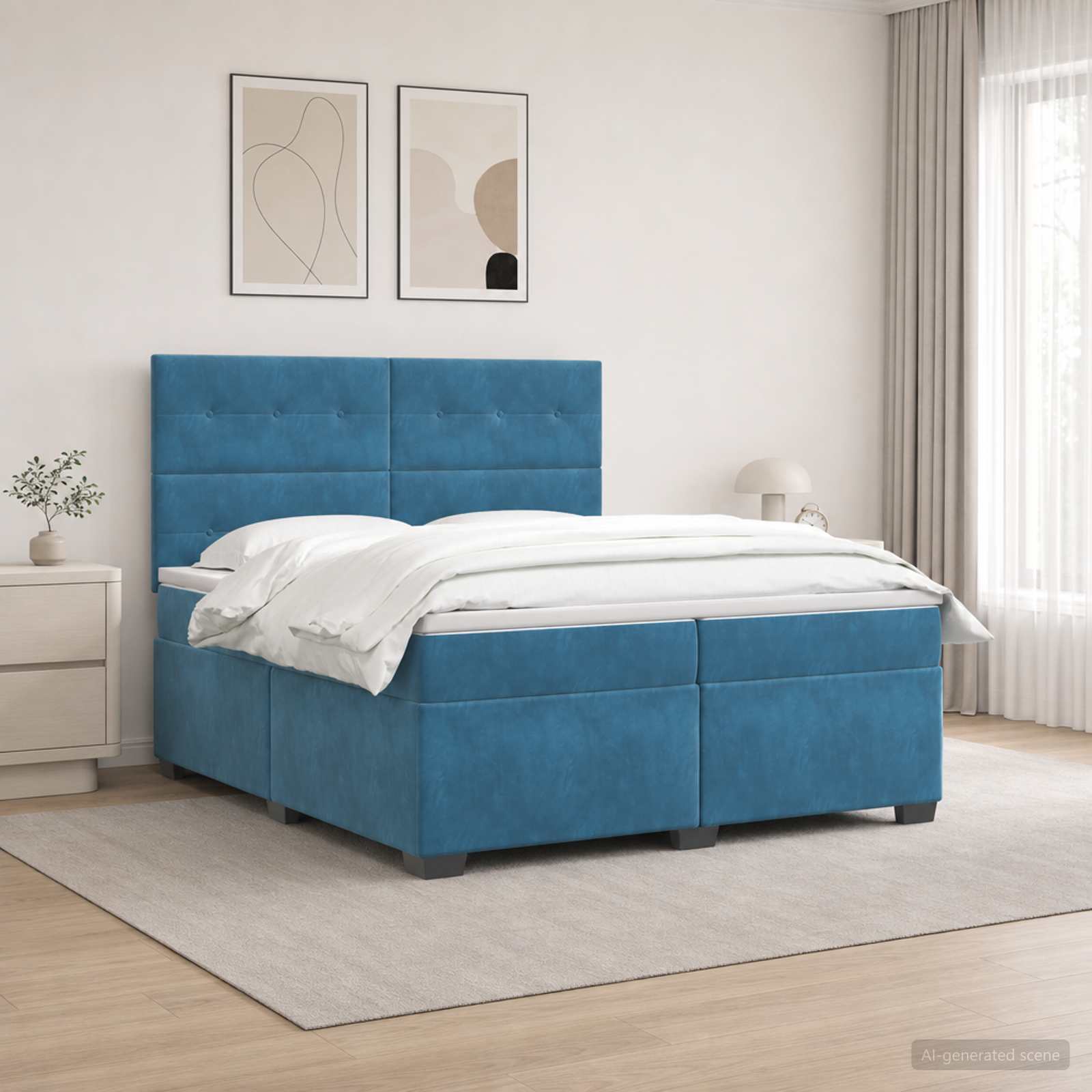 Boxspringbed met matras Blauw 200 x 200 cm Fluweel