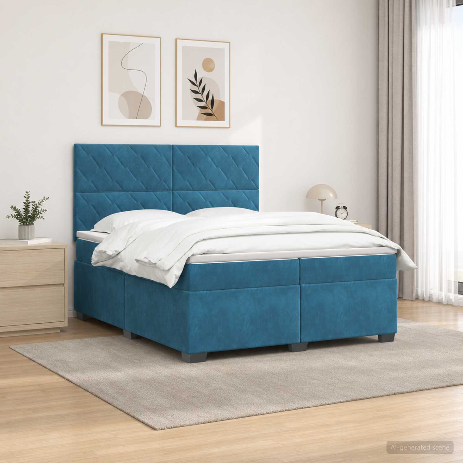 Boxspringbed met matras Blauw 200 x 200 cm Fluweel
