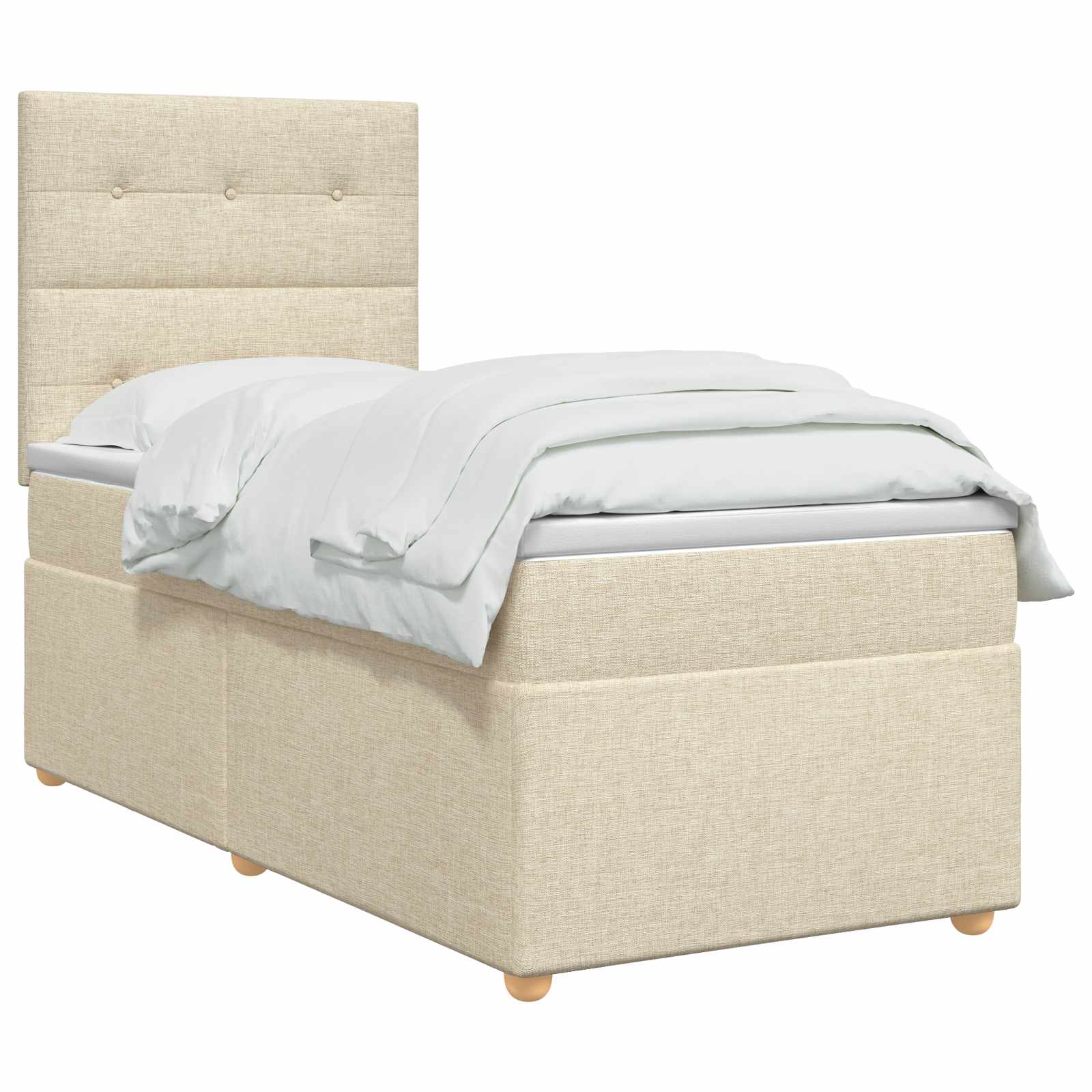 Boxspringbed met matras Crèmekleurig 80 x 200 cm Stof – afbeelding 2