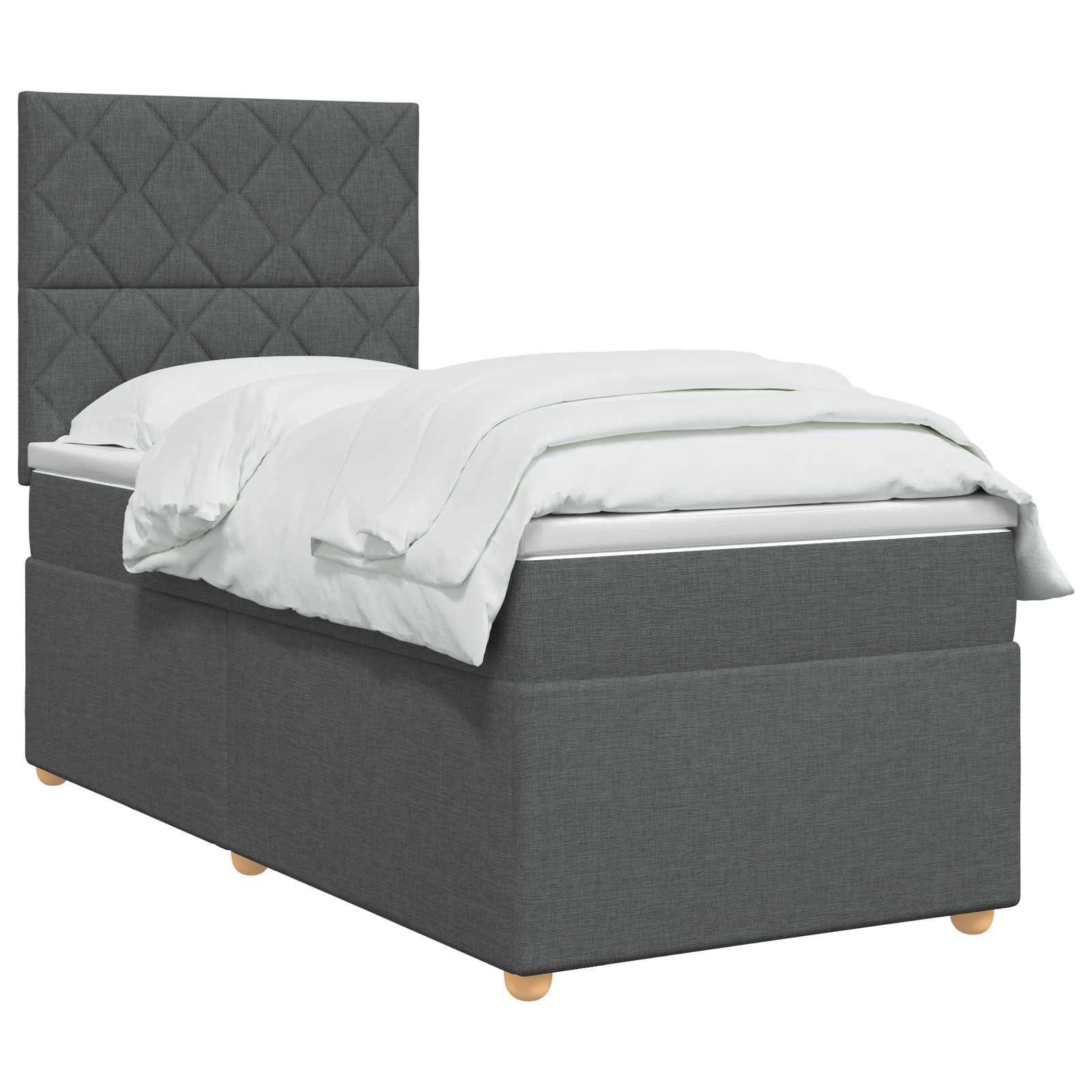Boxspringbed met matras Donkergrijs 80 x 200 cm Stof – afbeelding 2