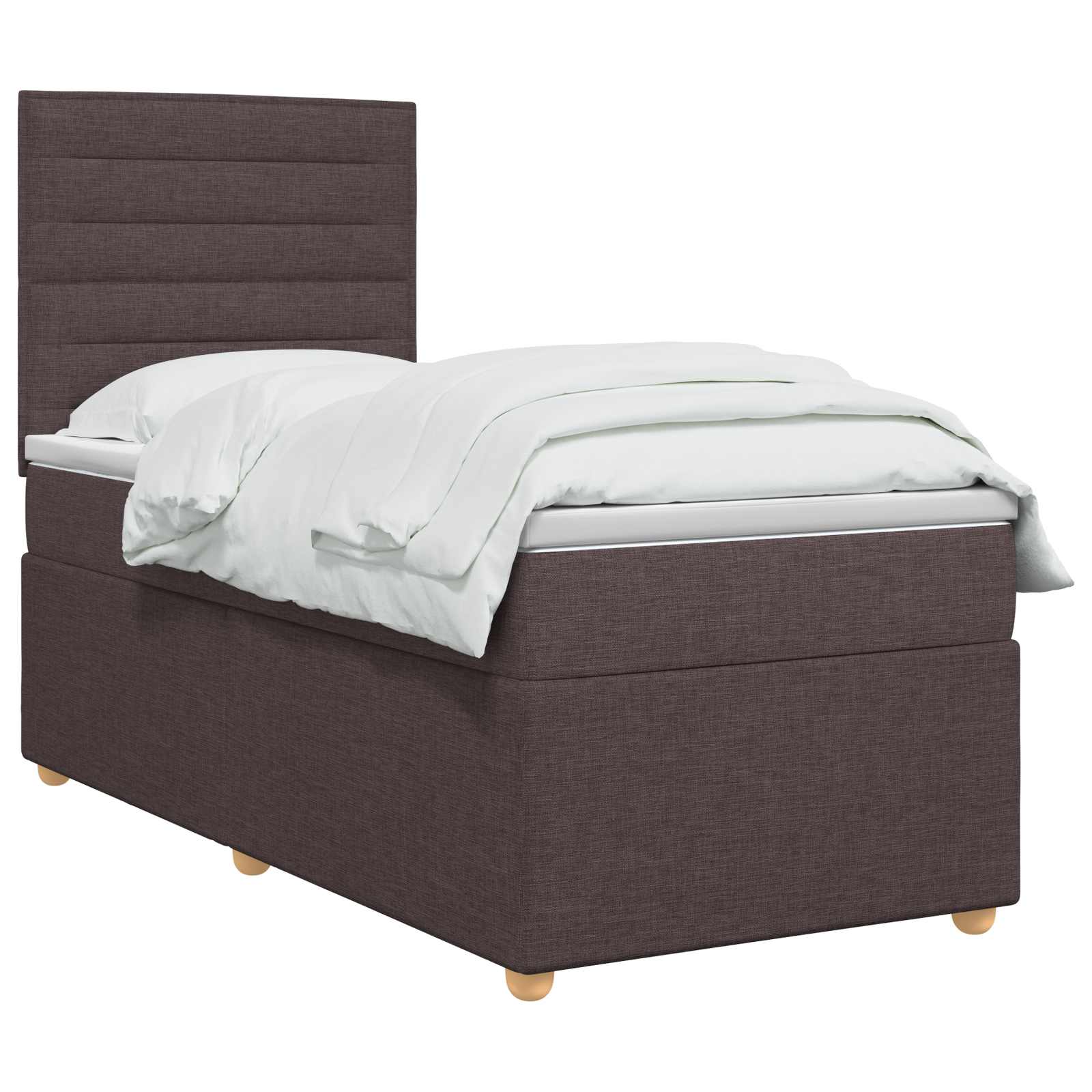 Boxspringbed met matras Donkerbruin 90 x 190 cm Stof – afbeelding 2