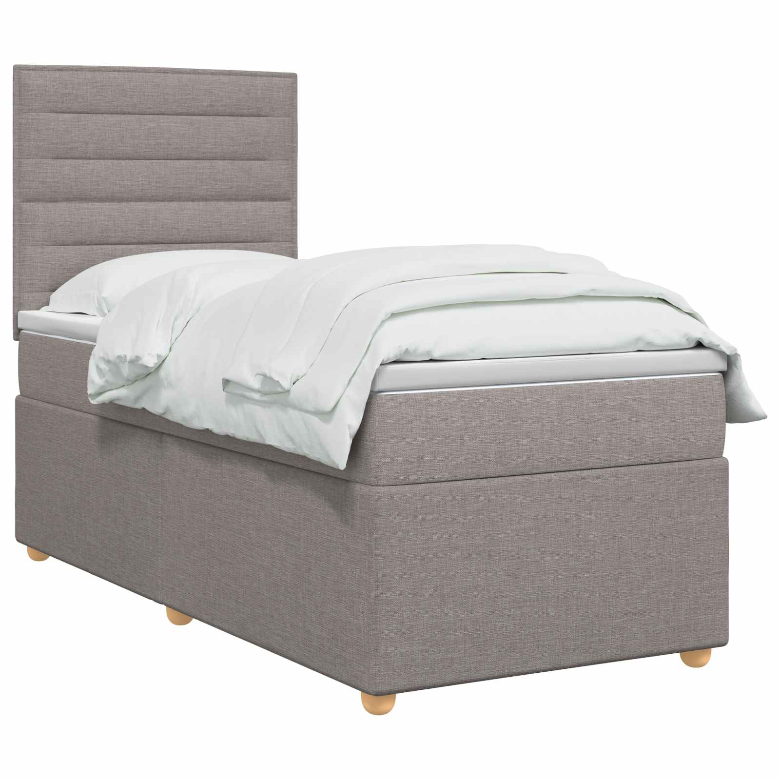 Boxspringbed met matras met hoofdeinde Taupe 90 x 200 cm Stof – afbeelding 2