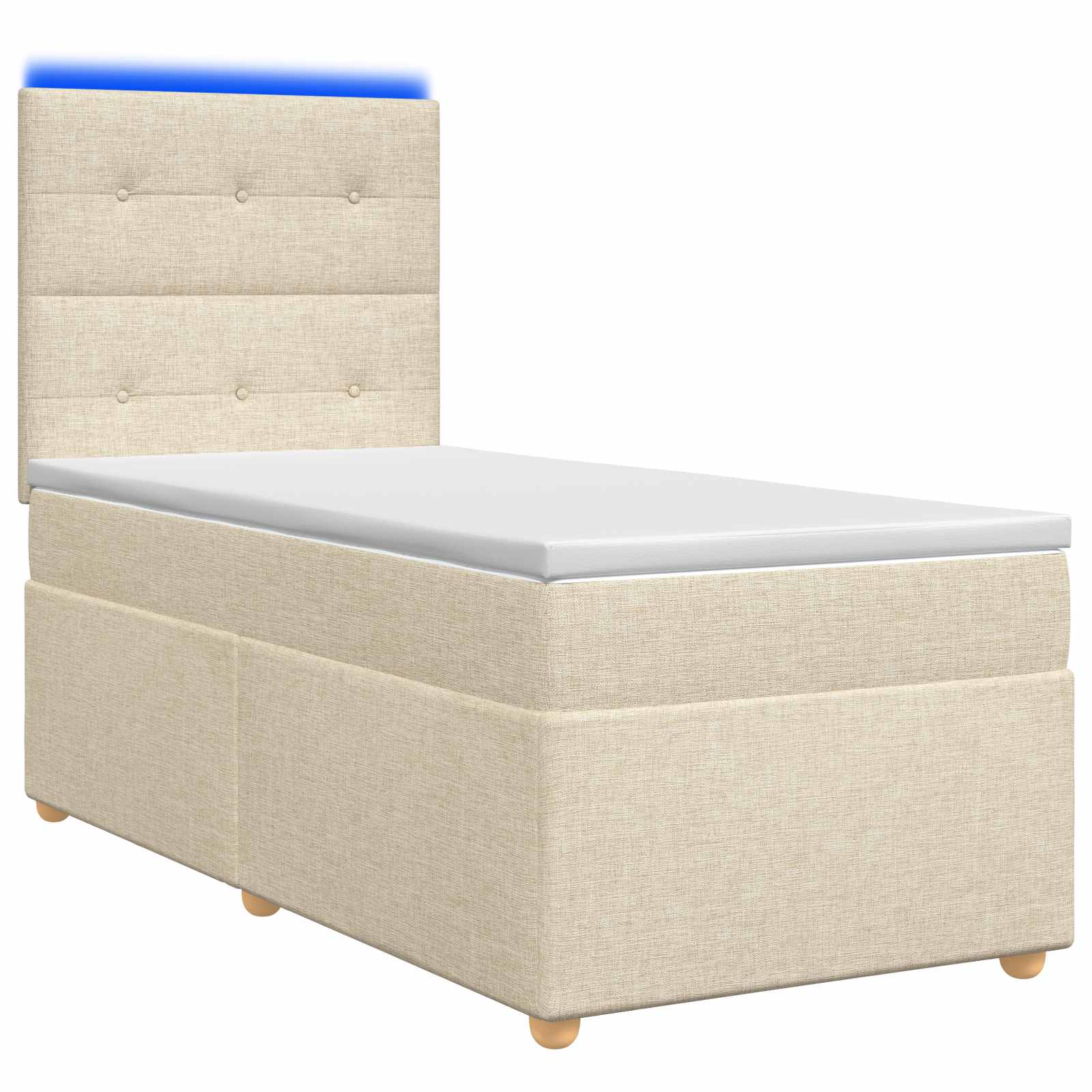 Boxspringbed met matras Crèmekleurig 90 x 200 cm Stof