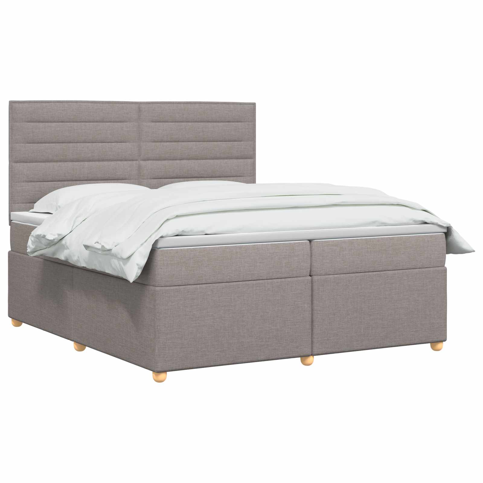 Boxspringbed met matras met hoofdeinde Taupe 200 x 200 cm Stof – afbeelding 3