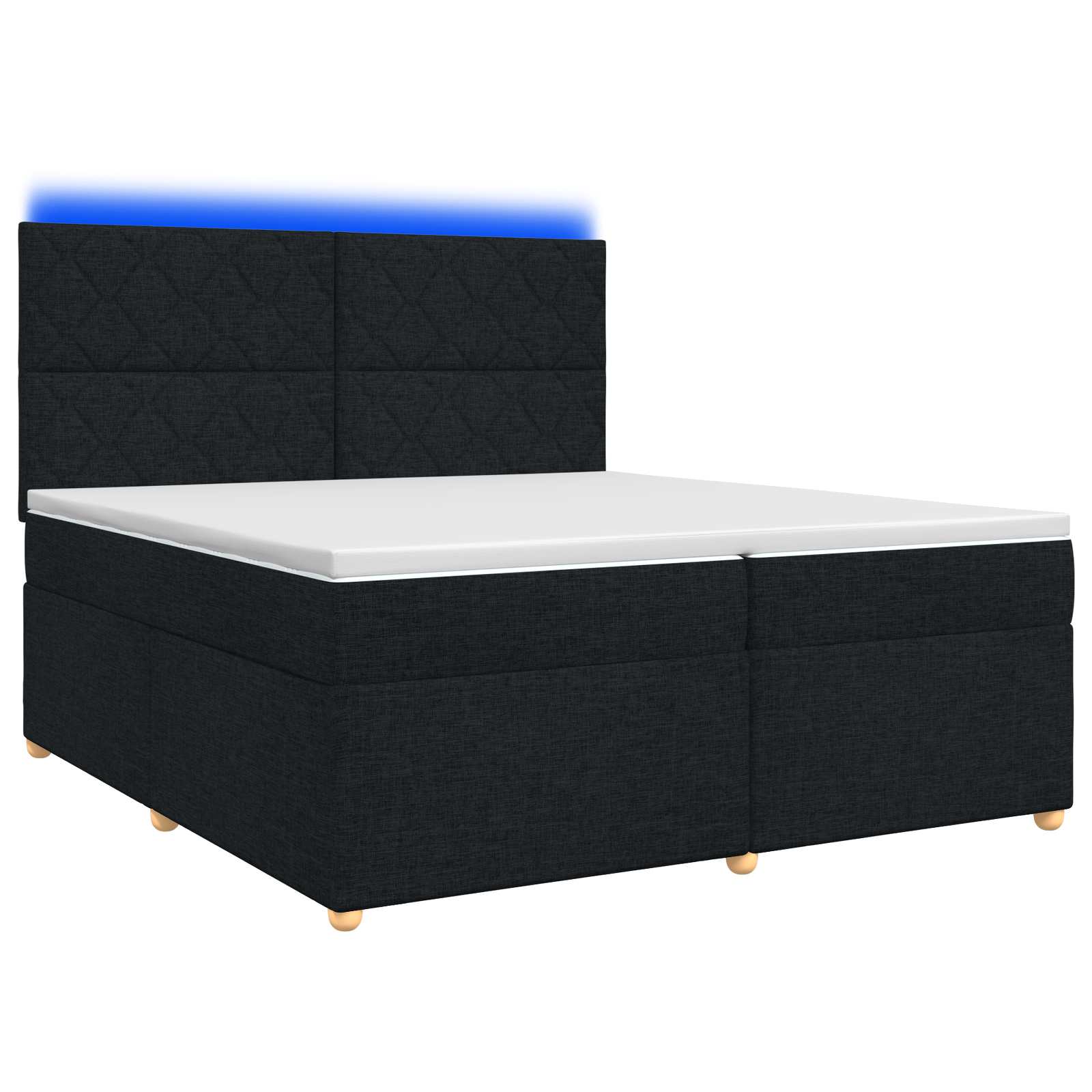 Boxspringbed met matras met hoofdeinde Zwart 200 x 200 cm Stof – afbeelding 1