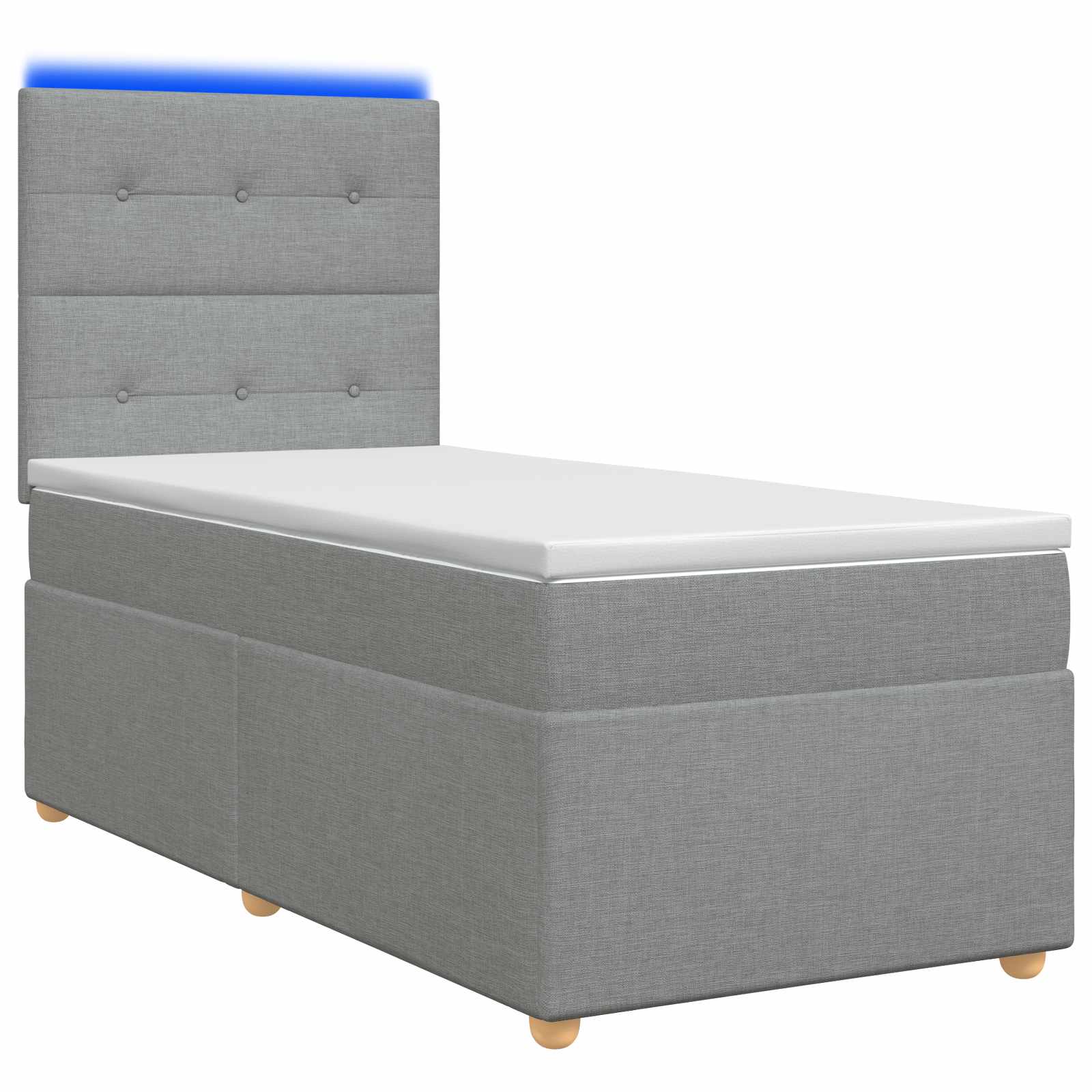 LED Boxspring Bed met Matras Lichtgrijs 90 x 190 cm Stof – afbeelding 1