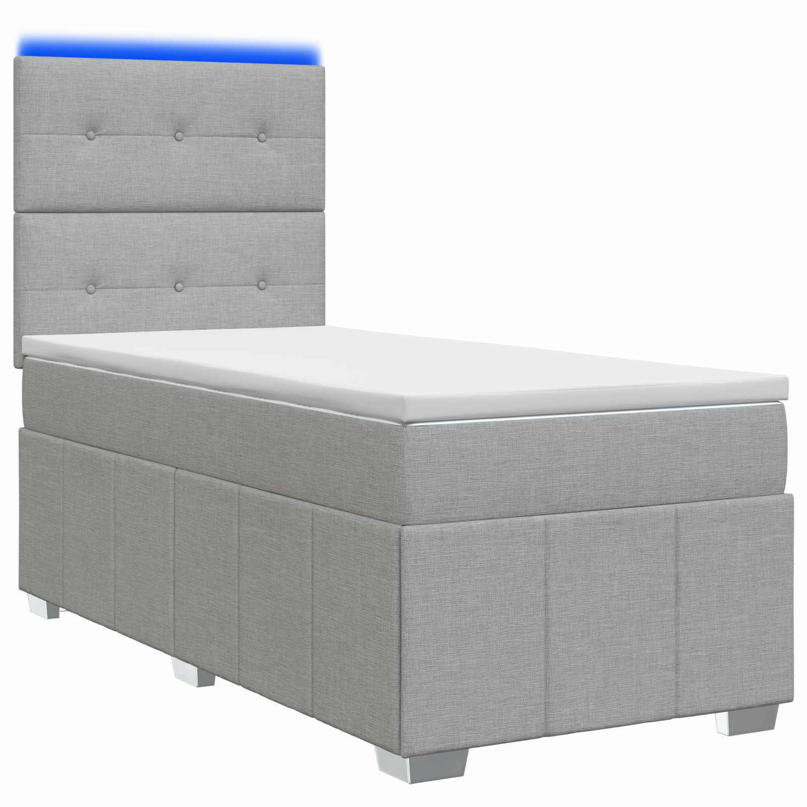 LED Boxspring Bed met Matras Lichtgrijs 80 x 200 cm Stof – afbeelding 1