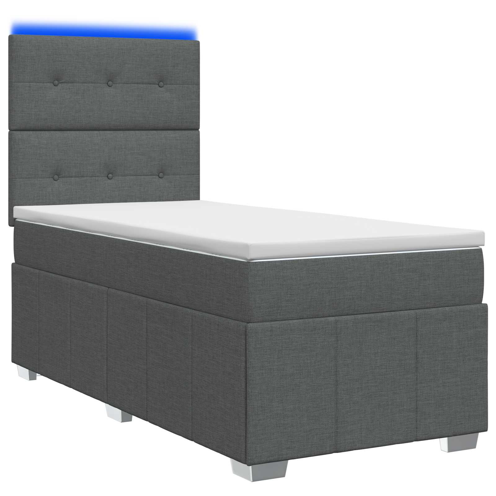 LED Boxspring Bed met Matras Donkergrijs 80 x 200 cm Stof – afbeelding 1