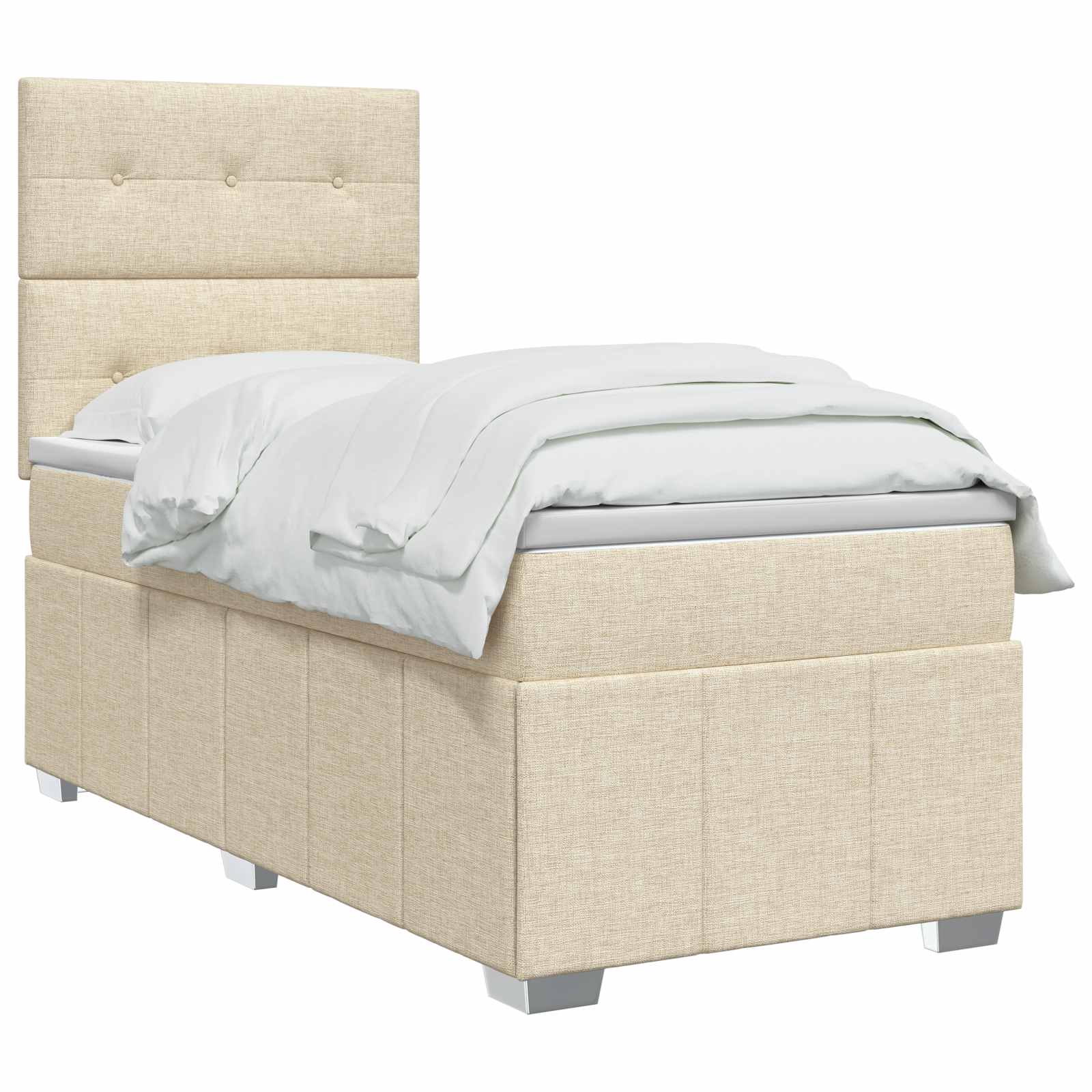 LED Boxspring Bed met Matras Crèmekleurig 80 x 200 cm Stof – afbeelding 2