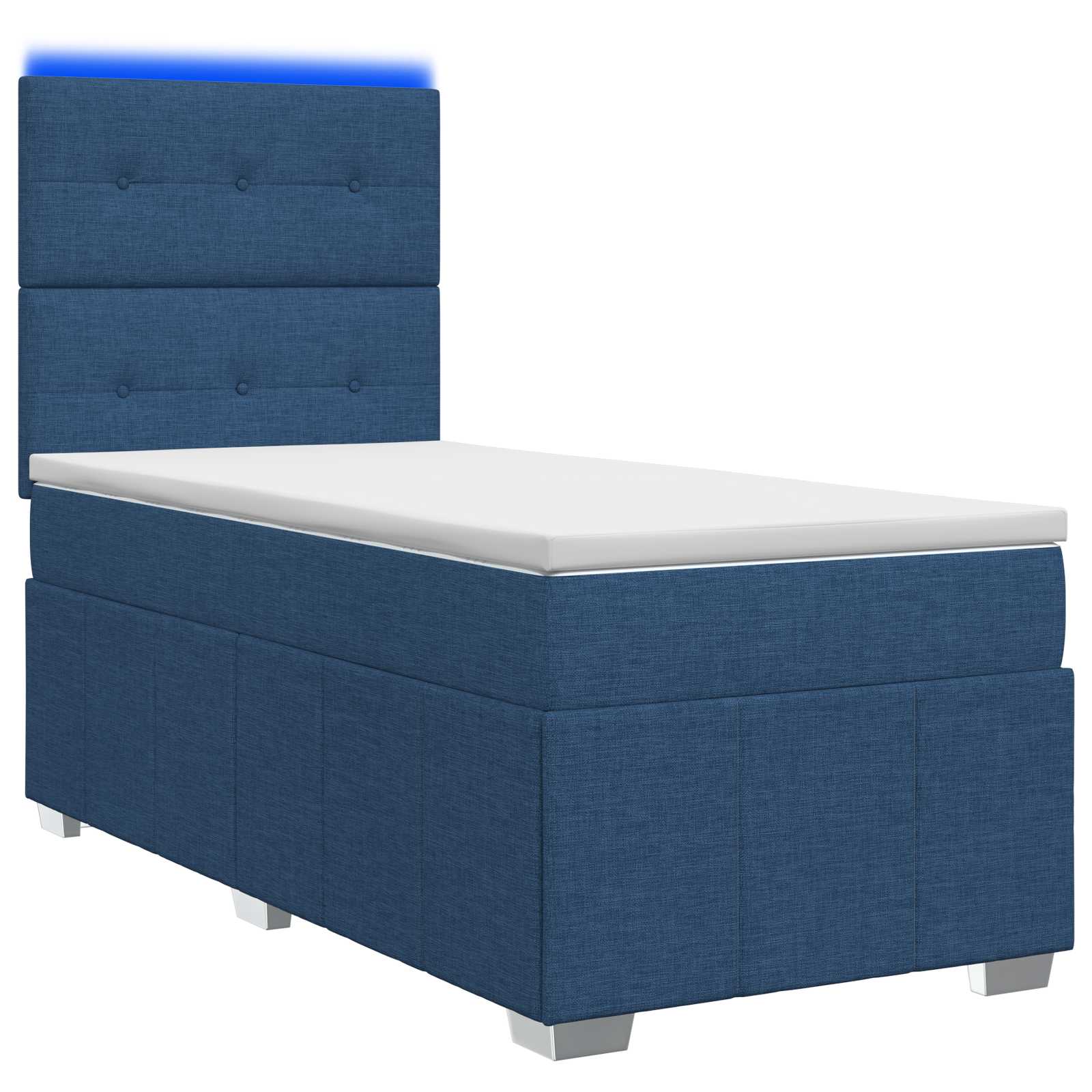 LED Boxspring Bed met Matras Blauw 80 x 200 cm Stof