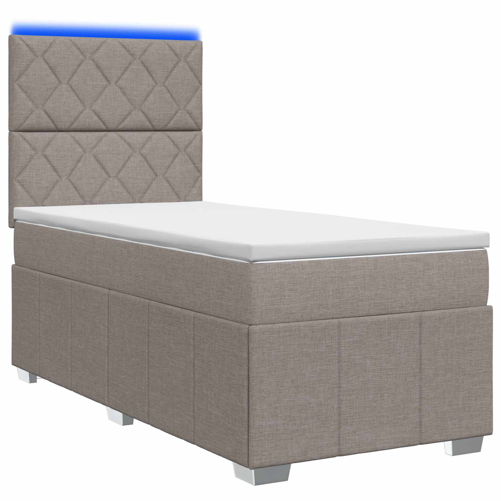 LED Boxspring Bed met Matras Taupe 80 x 200 cm Stof