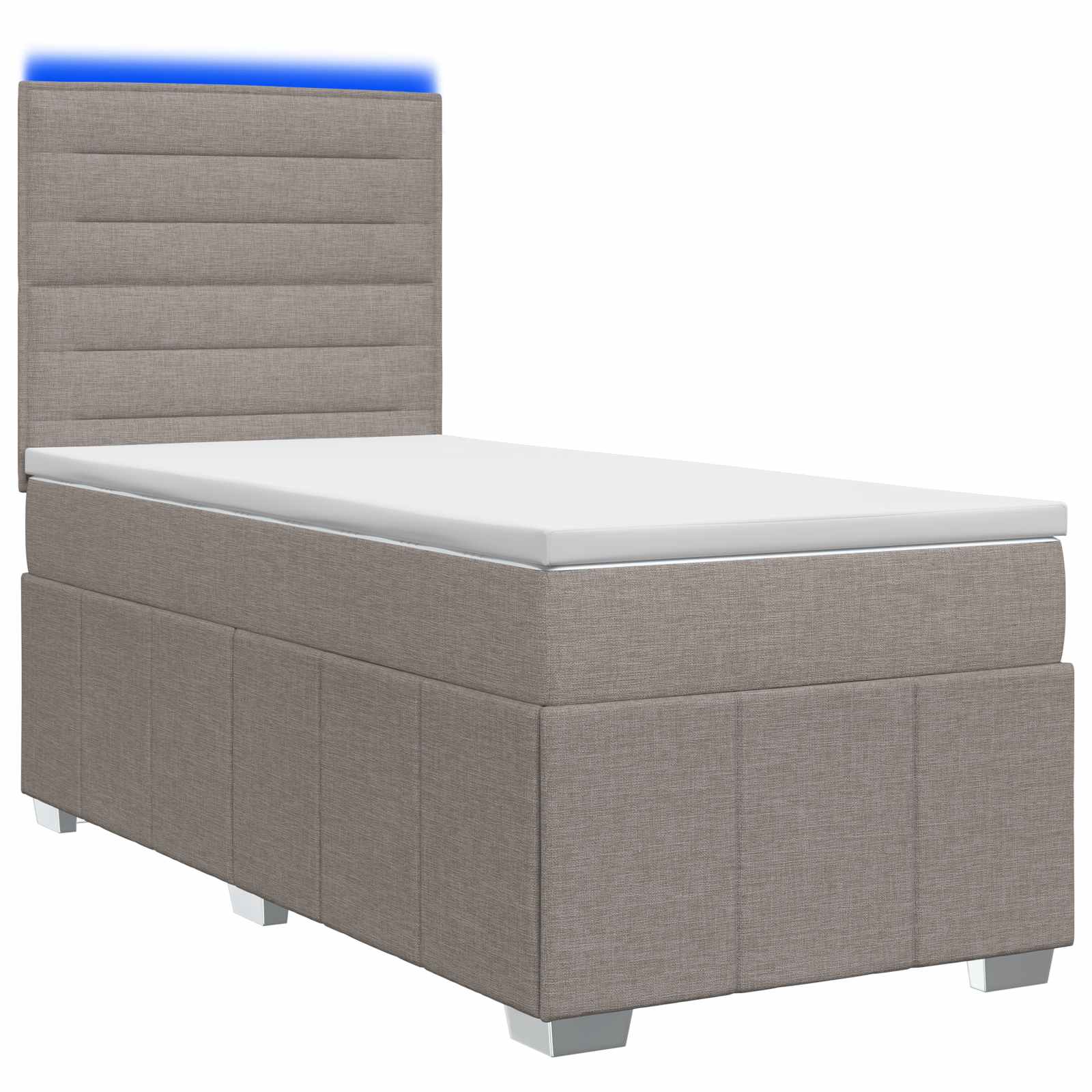 LED Boxspring Bed met Matras Taupe 90 x 190 cm Stof
