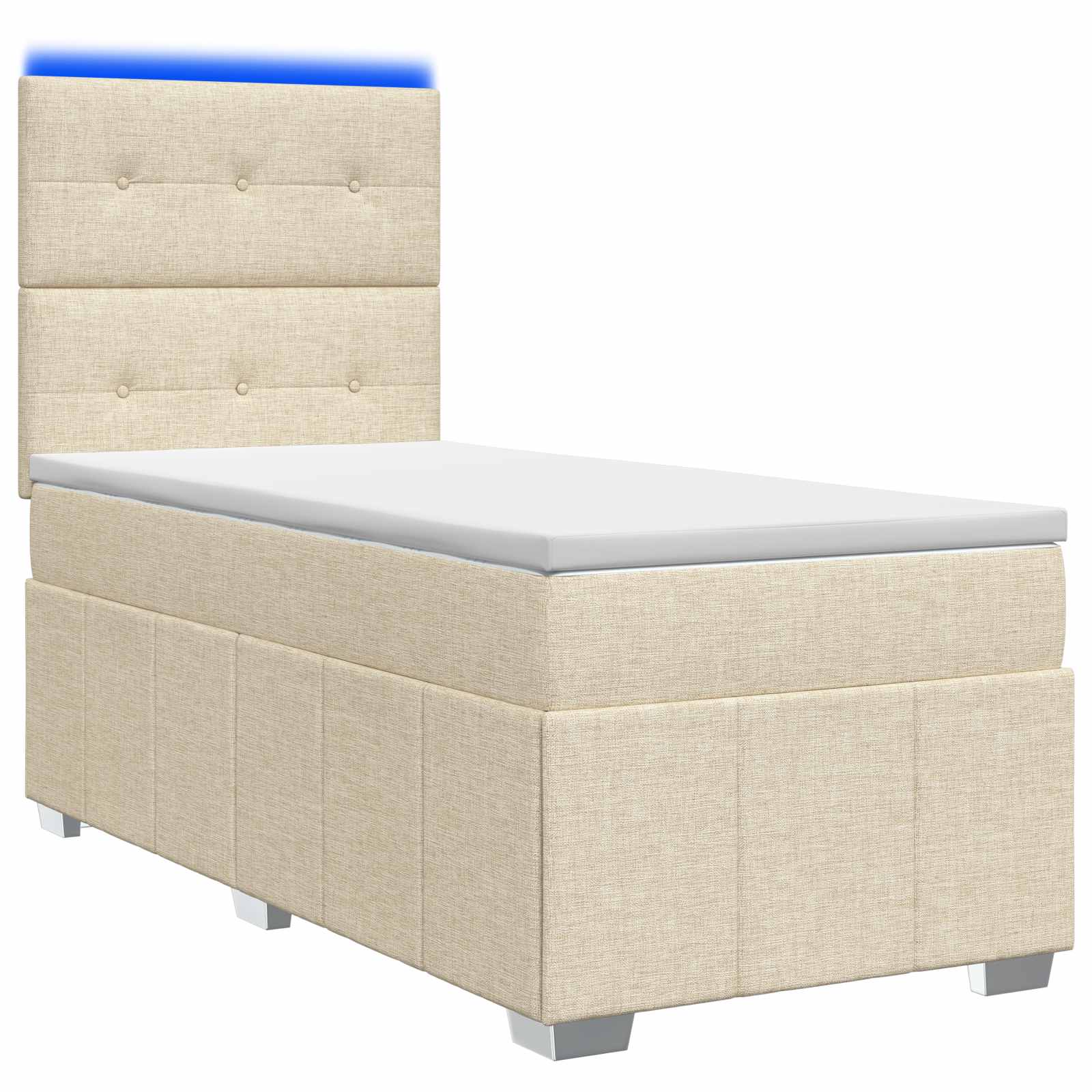 LED Boxspring Bed met Matras Crèmekleurig 90 x 190 cm Stof