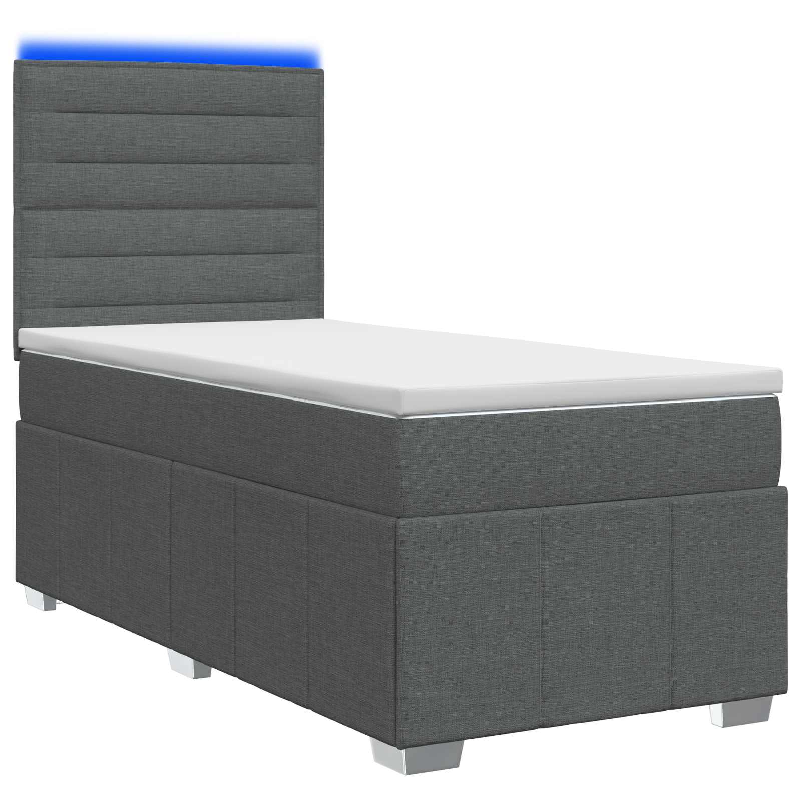 LED Boxspring Bed met Matras Donkergrijs 90 x 200 cm Stof