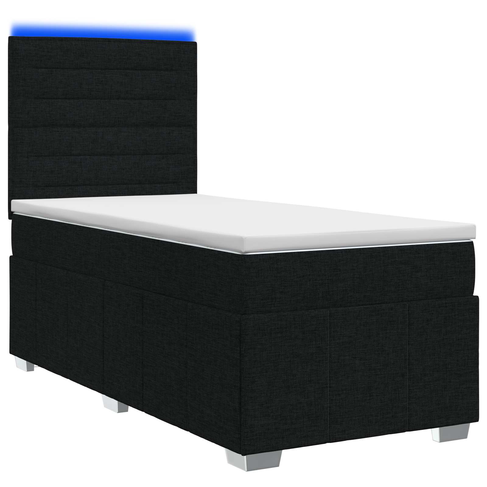 LED Boxspring Bed met Matras Zwart 90 x 200 cm Stof – afbeelding 1