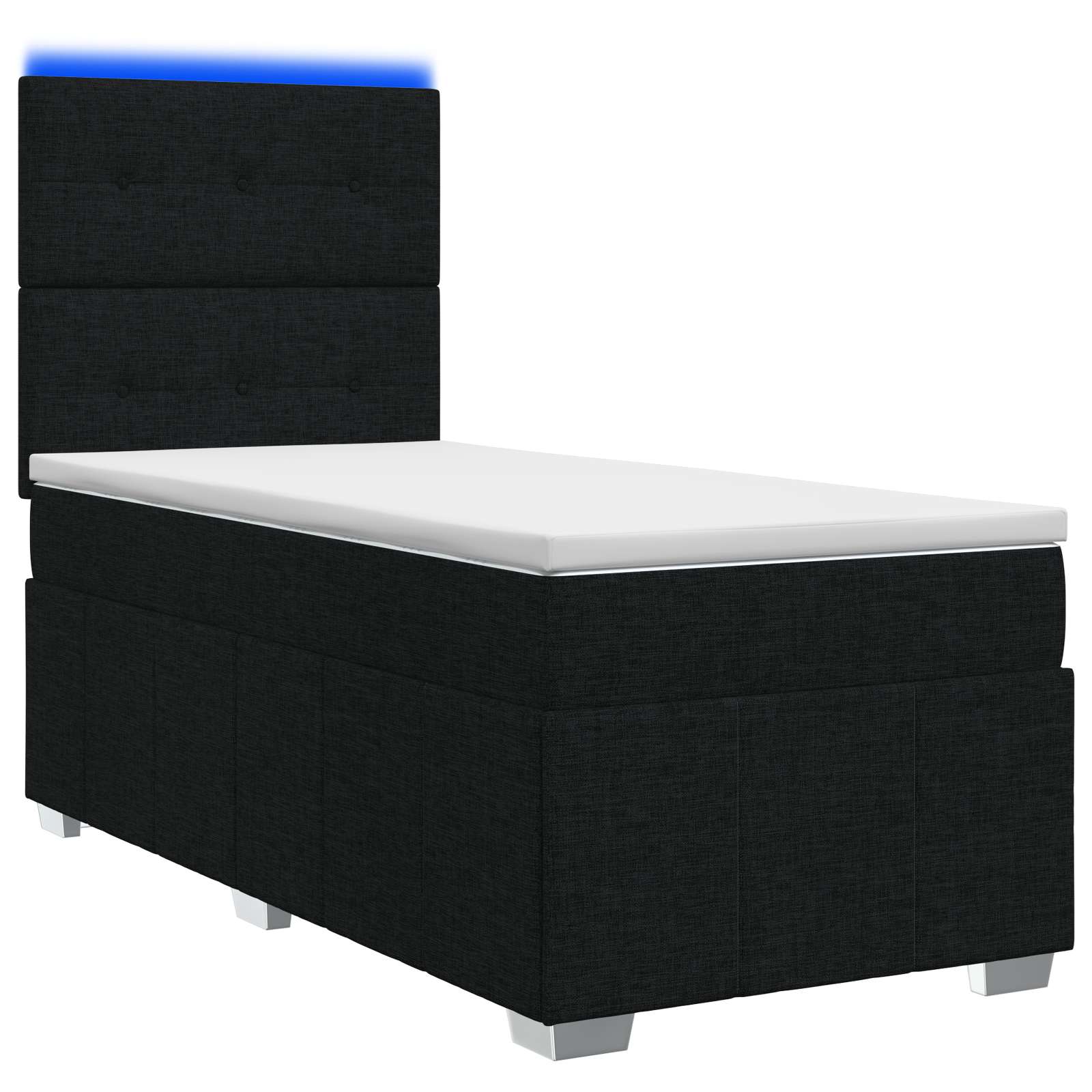 LED Boxspring Bed met Matras Zwart 90 x 200 cm Stof – afbeelding 1