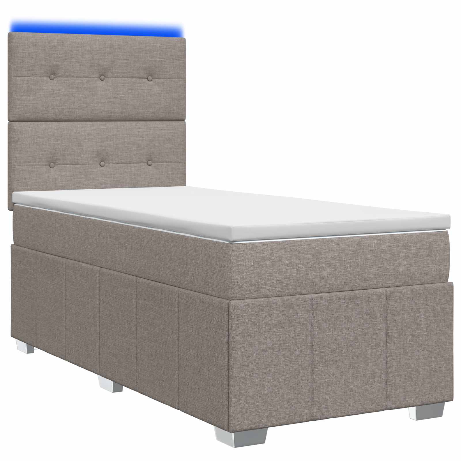 LED Boxspring Bed met Matras Taupe 90 x 200 cm Stof – afbeelding 1