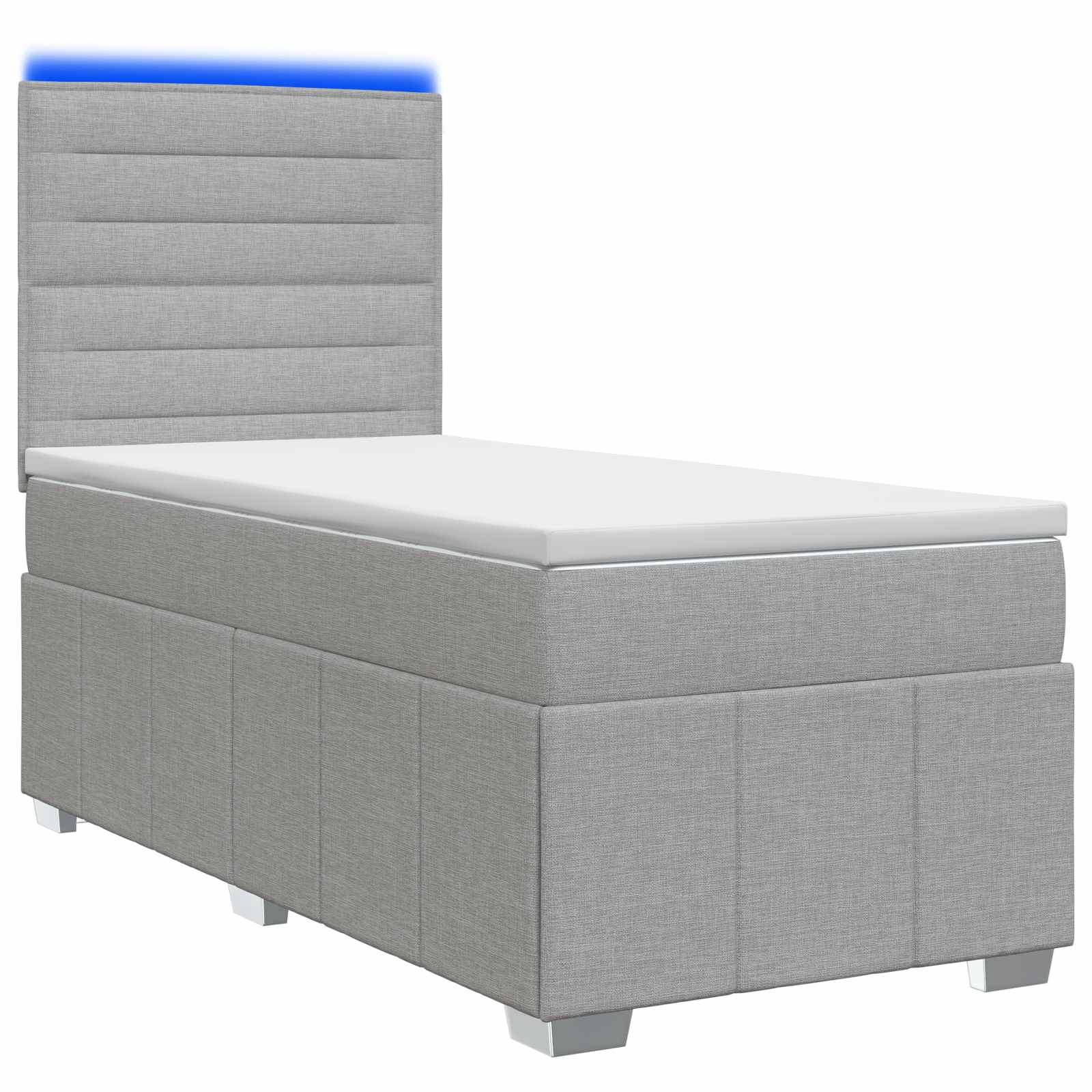 LED Boxspring Bed met Matras Lichtgrijs 100 x 200 cm Stof – afbeelding 1