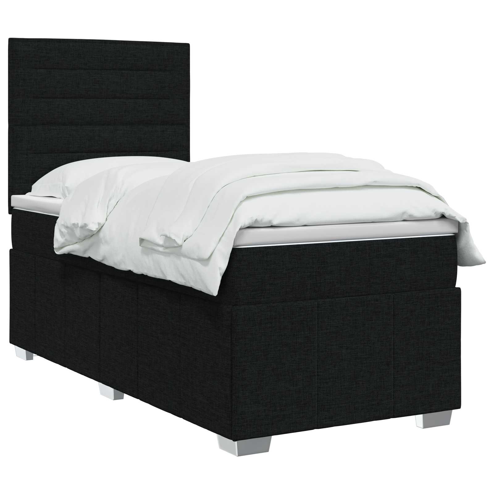 LED Boxspring Bed met Matras Zwart 100 x 200 cm Stof – afbeelding 2