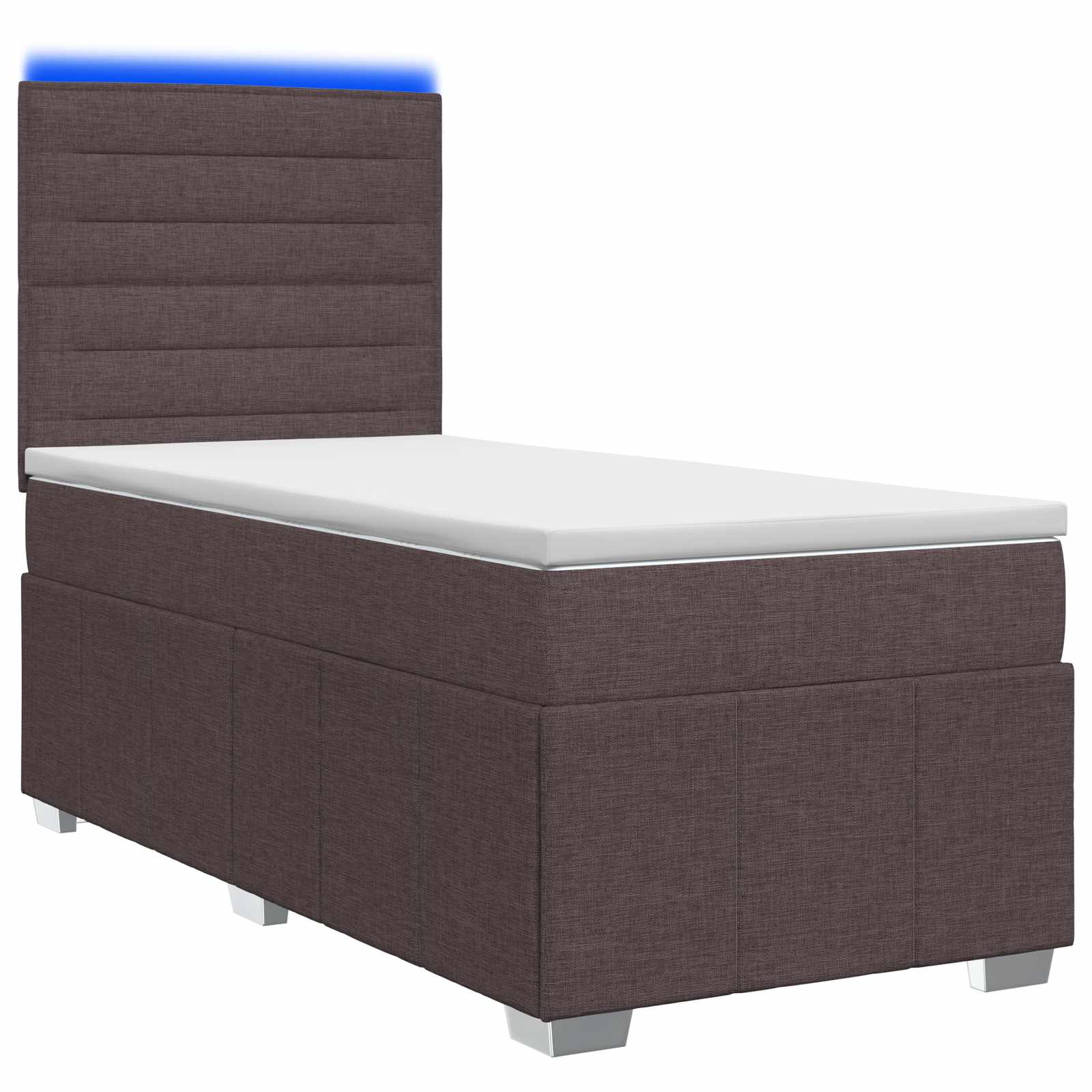 LED Boxspring Bed met Matras Donkerbruin 100 x 200 cm Stof – afbeelding 1