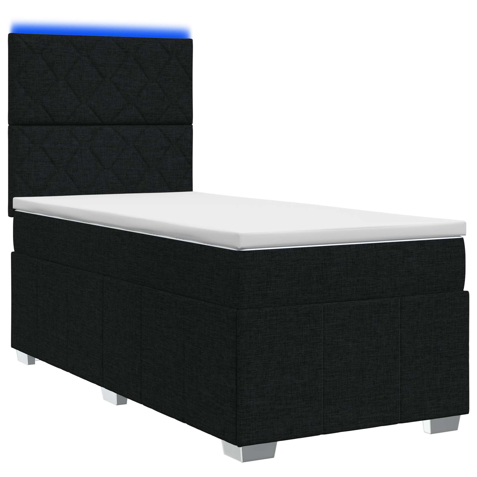 LED Boxspring Bed met Matras Zwart 100 x 200 cm Stof – afbeelding 1