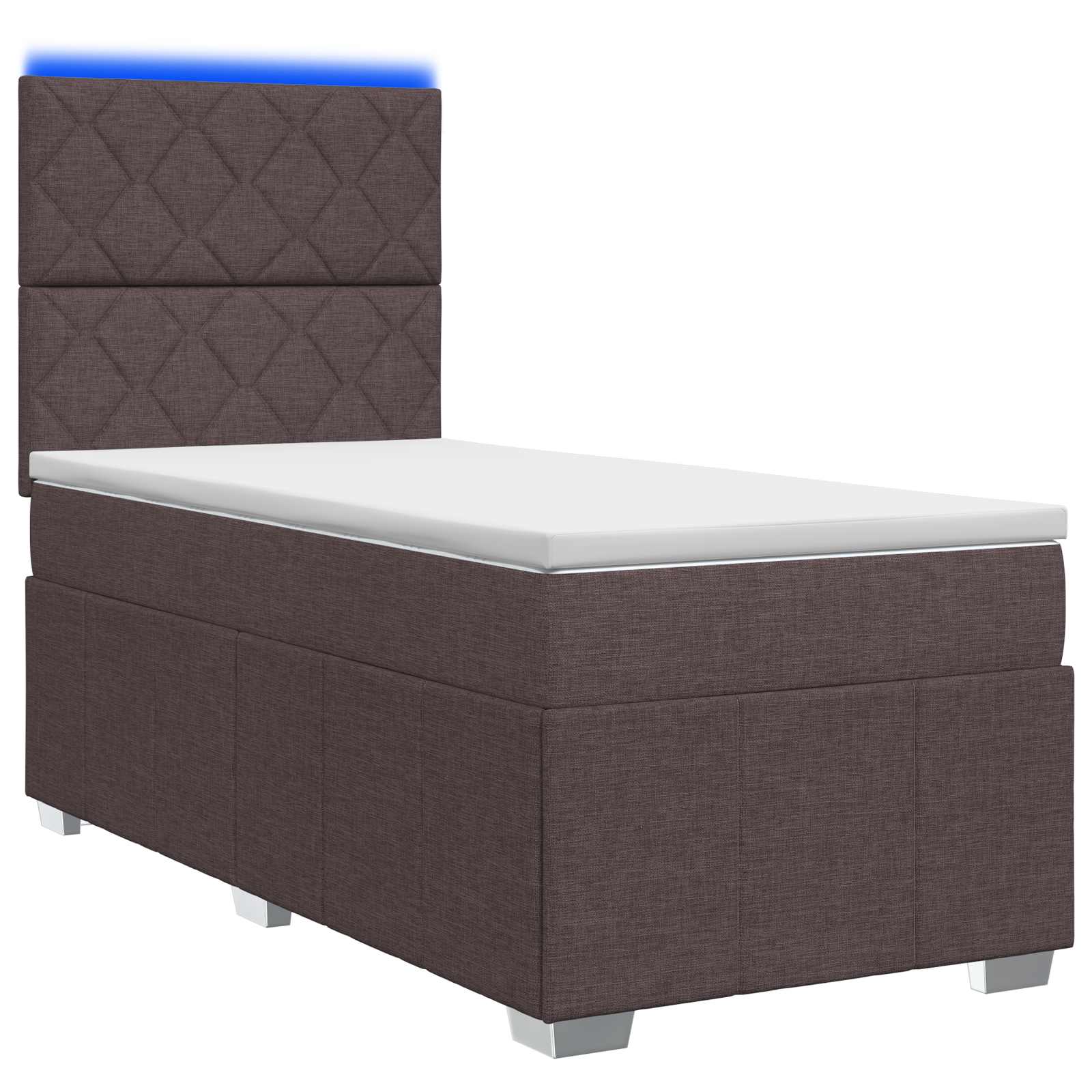 LED Boxspring Bed met Matras Donkerbruin 100 x 200 cm Stof – afbeelding 1