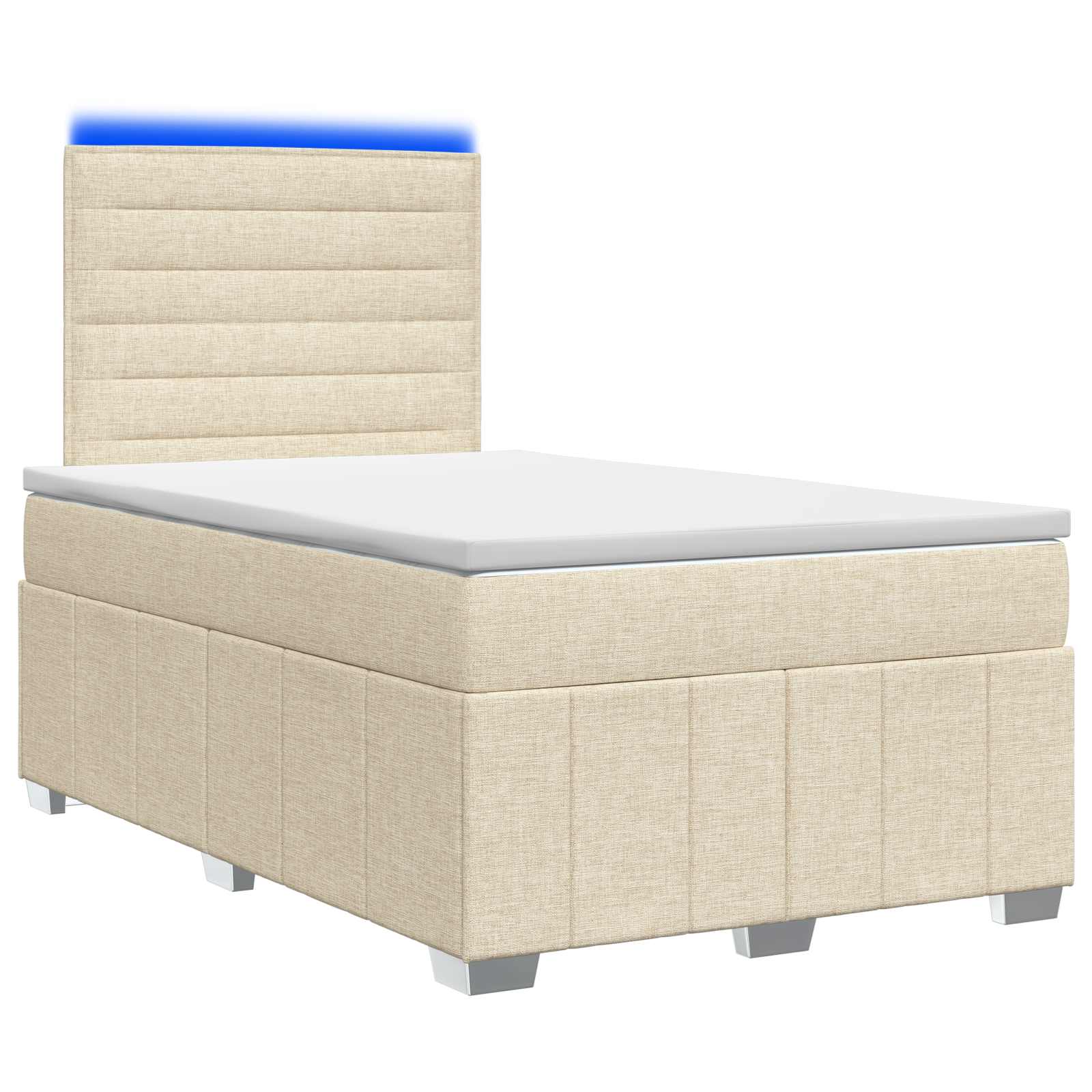 LED Boxspring Bed met Matras Crèmekleurig 120 x 190 cm Stof